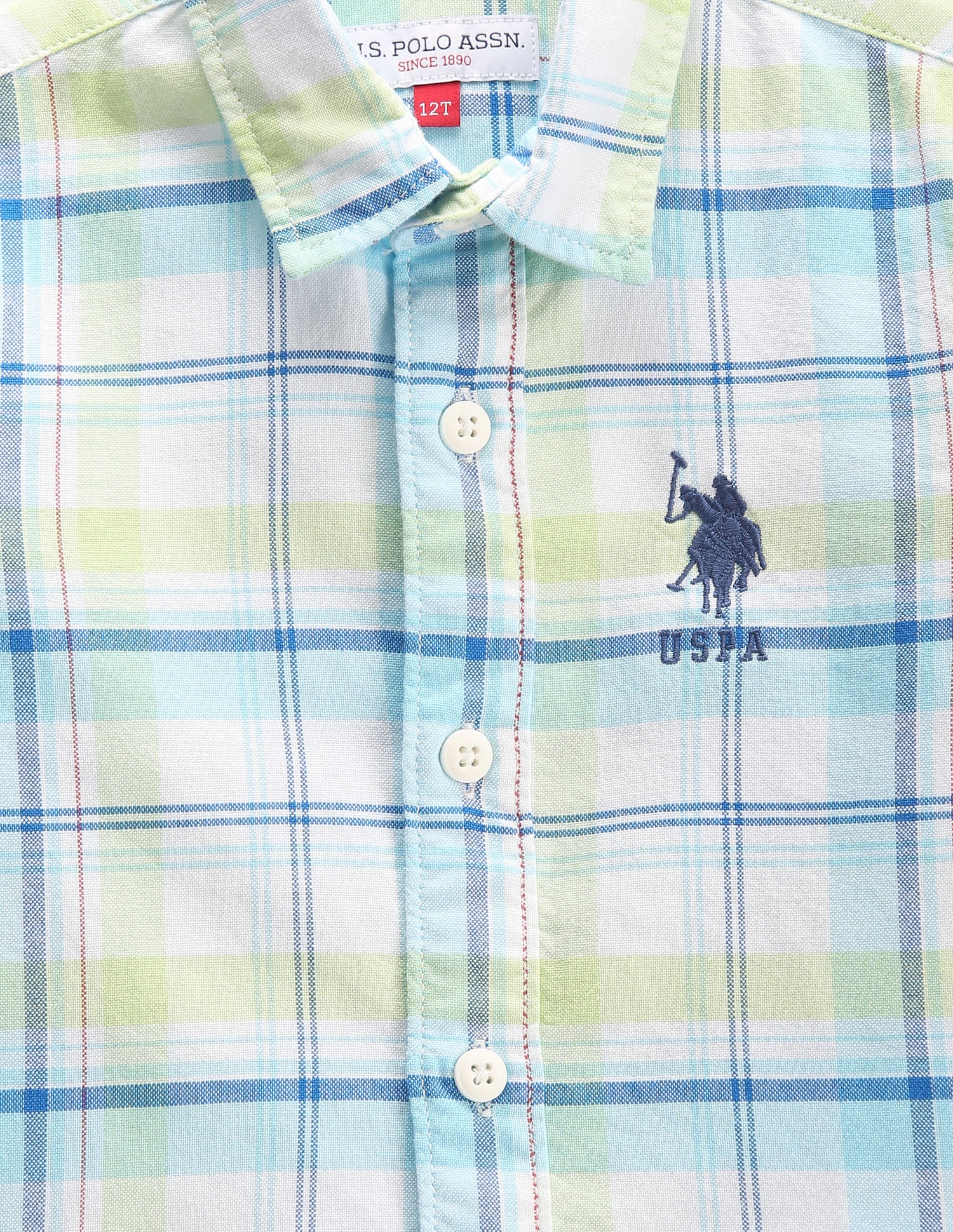 Boys Cutaway Collar Plaid Check Shirt - Image 3