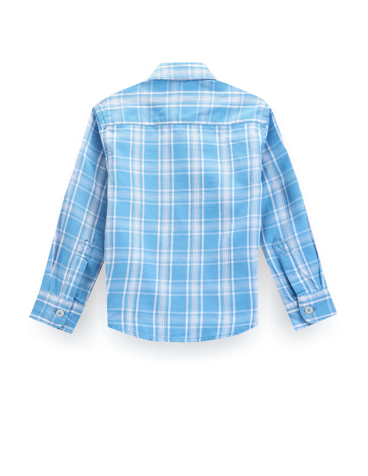 Boys Cutaway Collar Plaid Shirt - Image 2