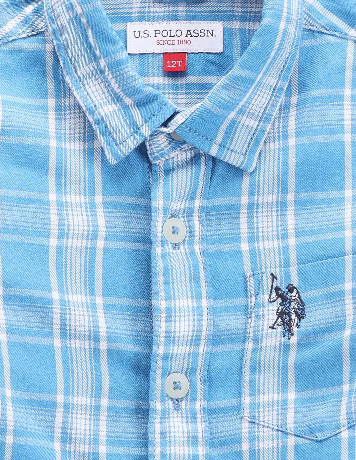 Boys Cutaway Collar Plaid Shirt - Image 3