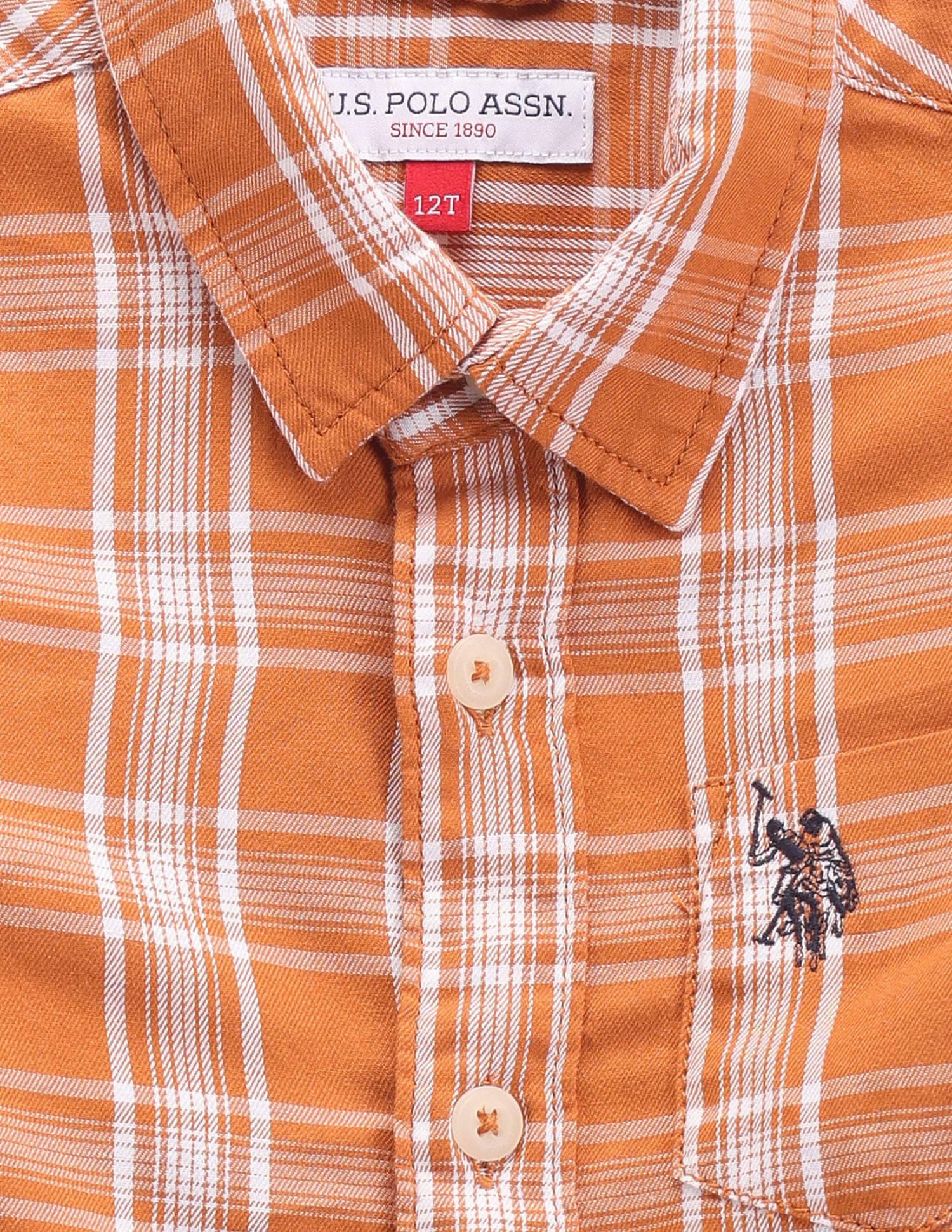 Boys Cutaway Collar Plaid Shirt - Image 3