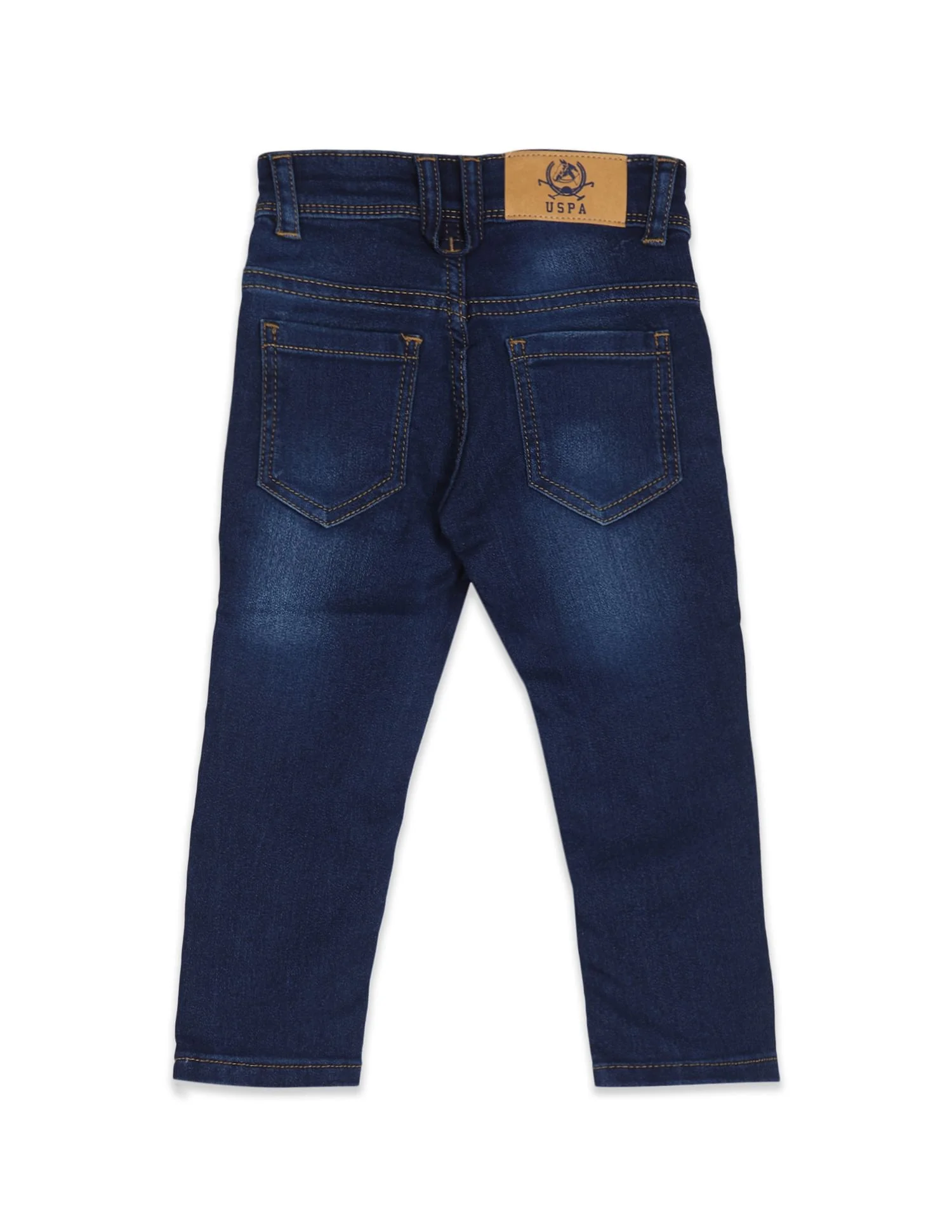 Boys Dark Blue Mid Rise Stone Wash Jeans - Image 2