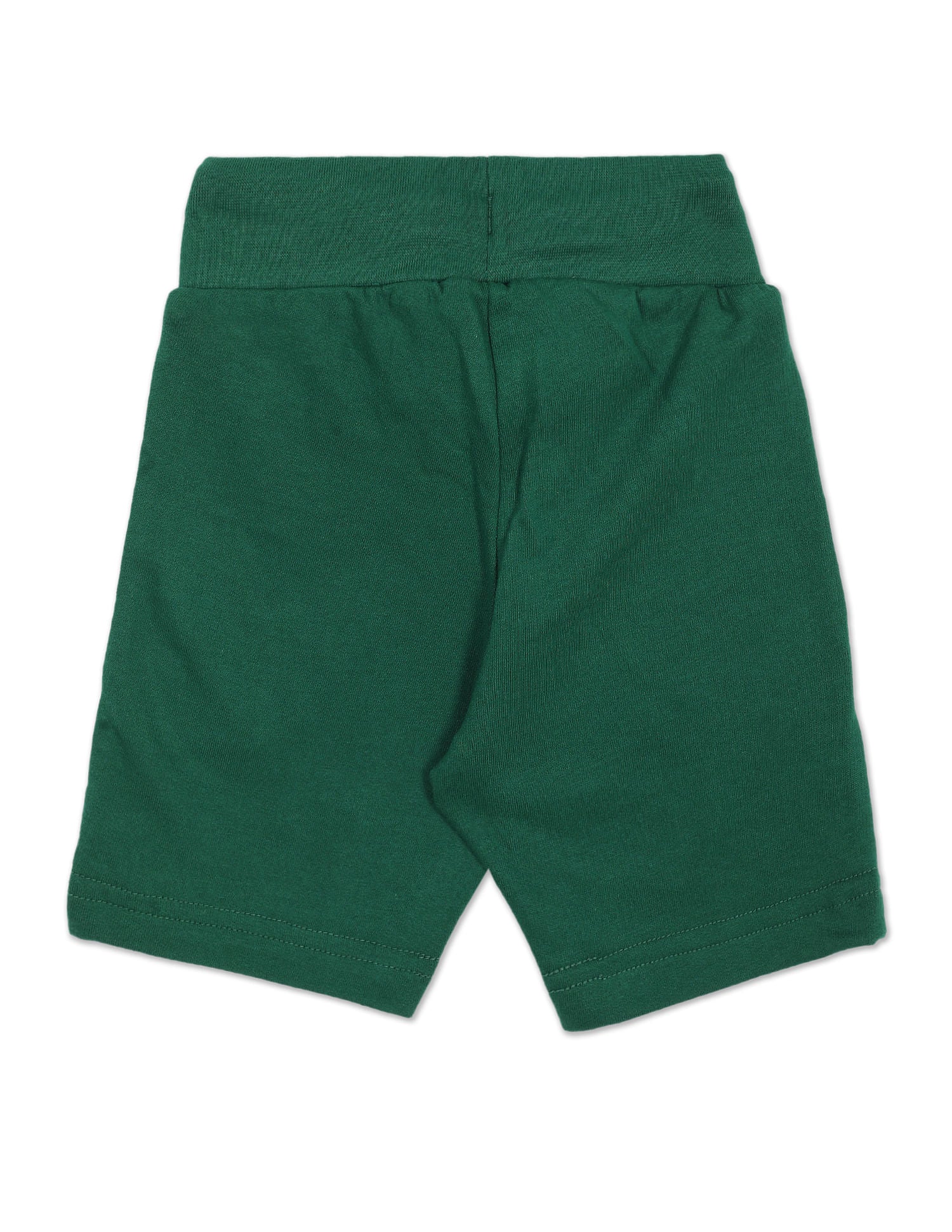 Boys Dark Green Elasticized Waist Brand Print Shorts - Image 2