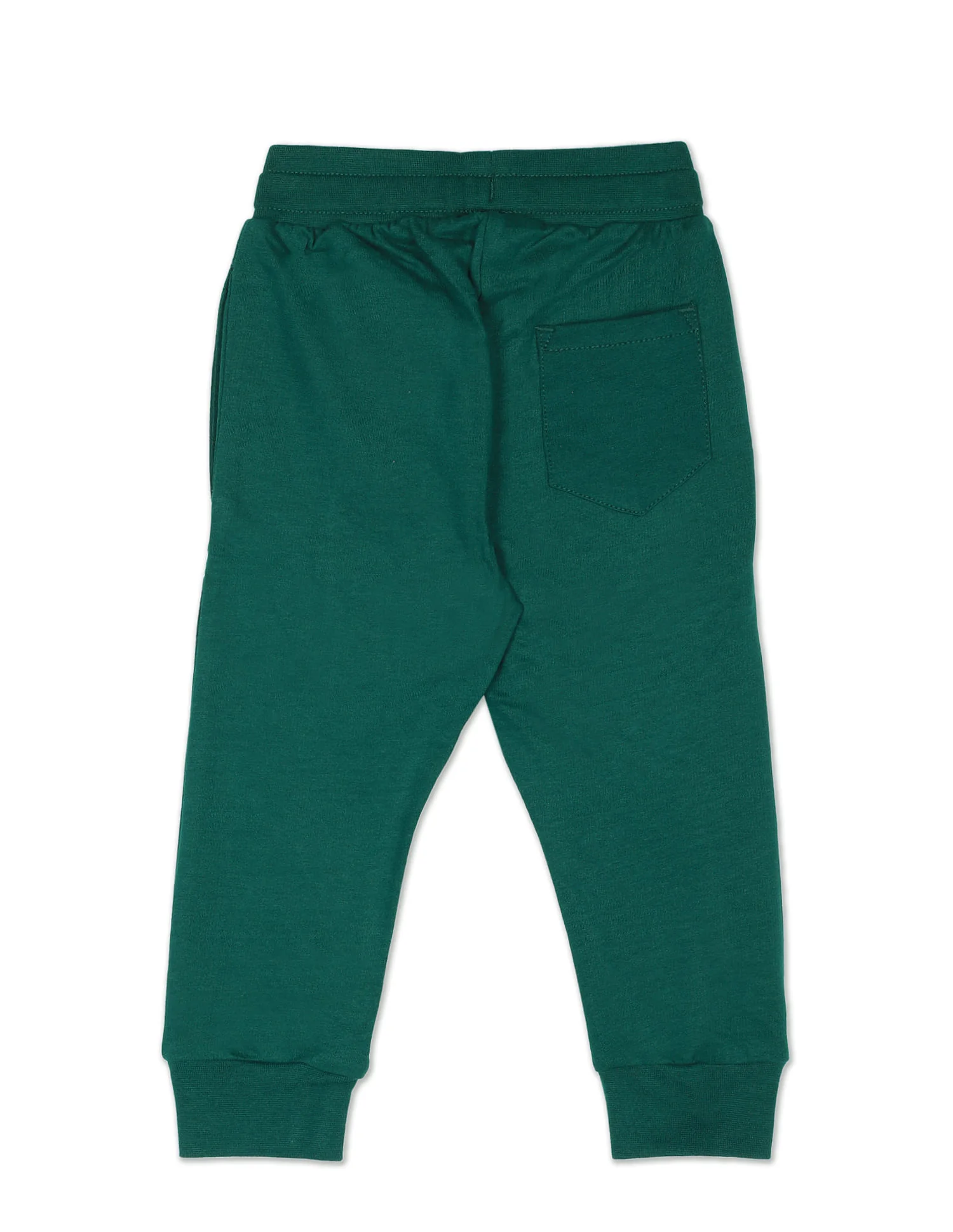 Boys Dark Green Mid Rise Brand Print Joggers - Image 2