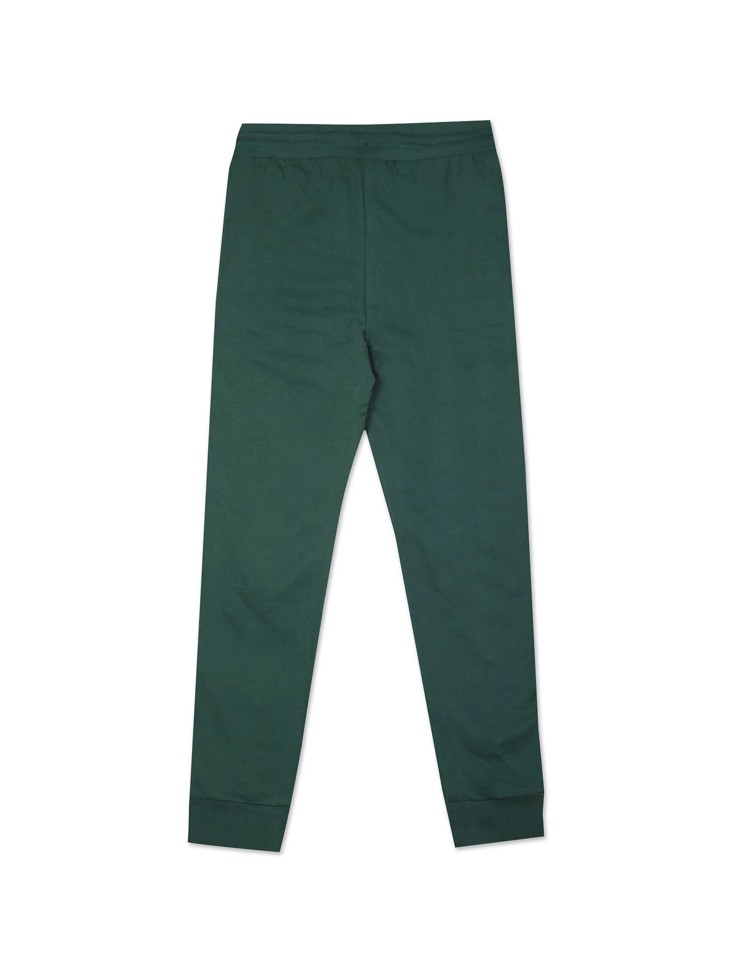 Boys Dark Green Mid Rise Brand Print Joggers - Image 2
