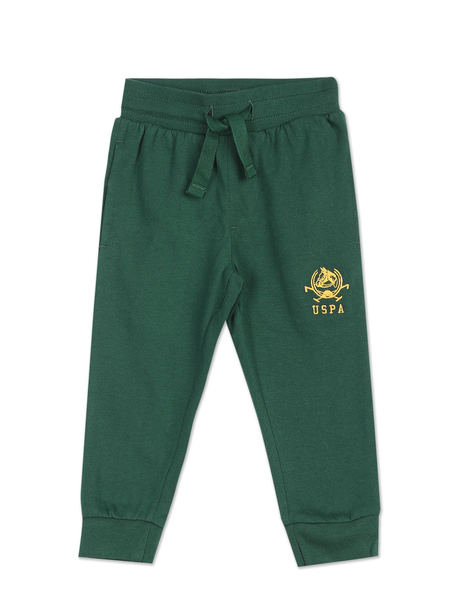 Boys Dark Green Mid Rise Solid Joggers