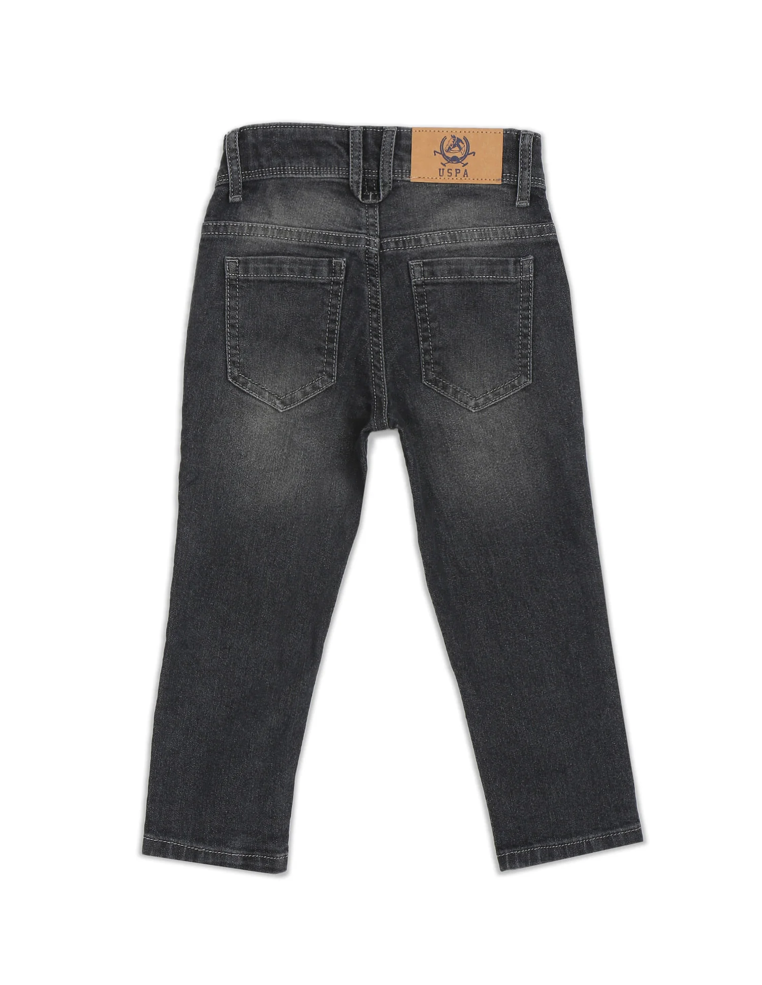 Boys Dark Grey Slim Fit Stone Wash Jeans - Image 2