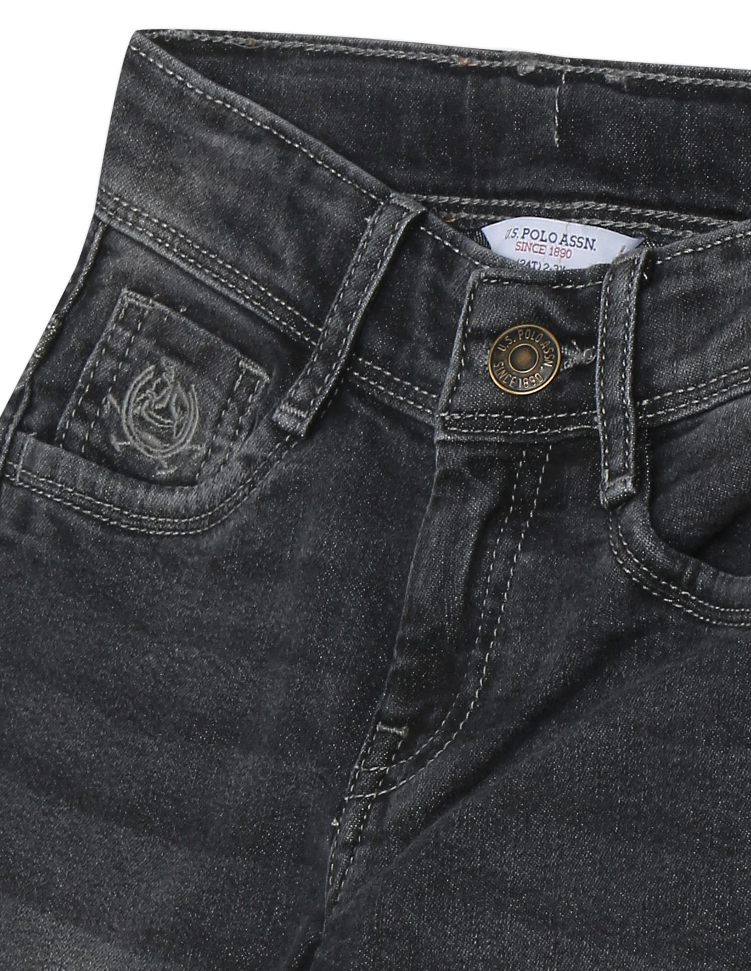 Boys Dark Grey Slim Fit Stone Wash Jeans - Image 3