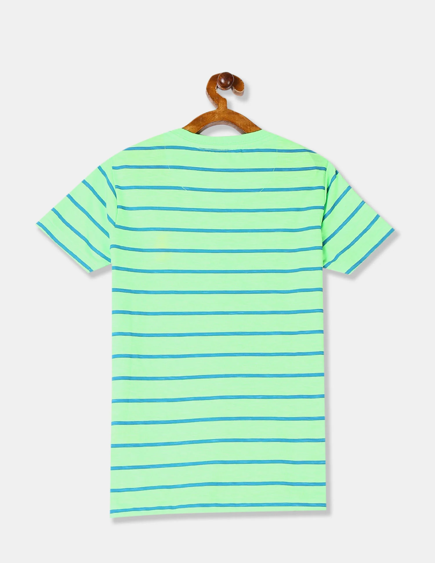Boys Green Horizontal Stripe Crew Neck T-Shirt - Image 2