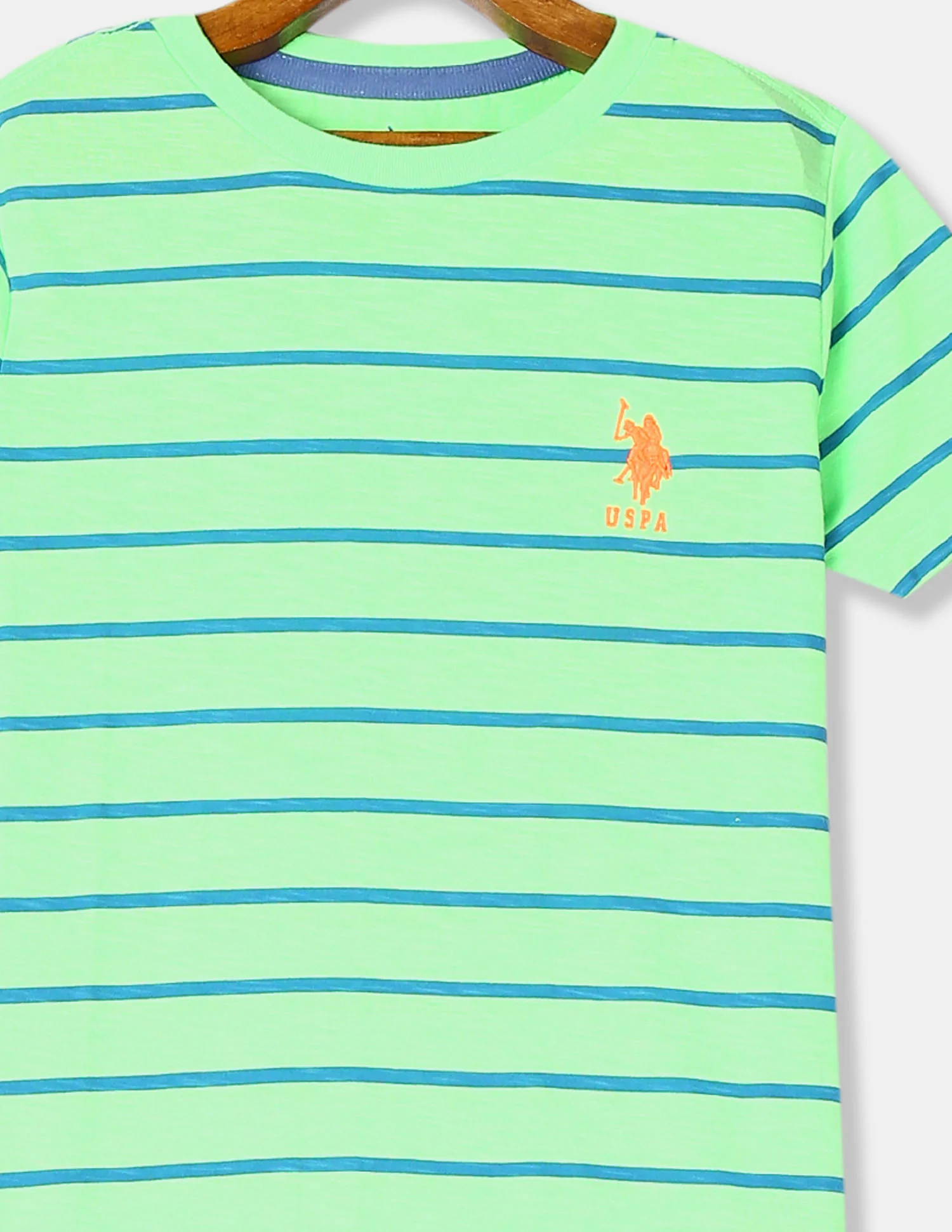 Boys Green Horizontal Stripe Crew Neck T-Shirt - Image 3