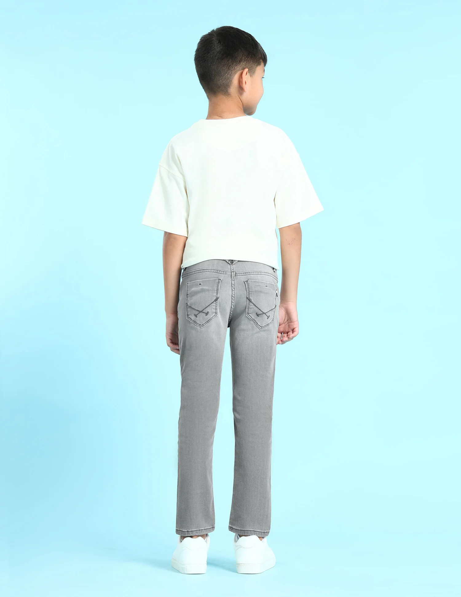 Boys Grey Mid Rise Stone wash Jeans - Image 4