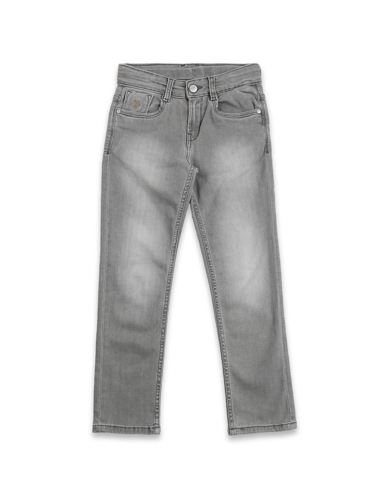 Boys Grey Mid Rise Stone wash Jeans - Image 6