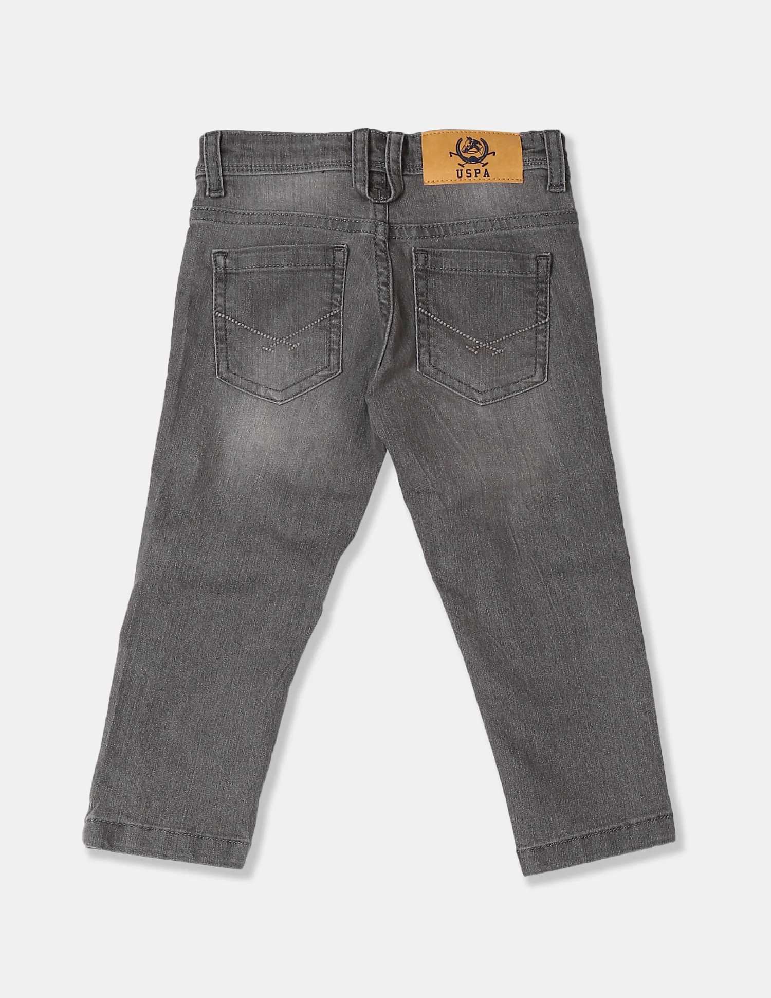 Boys Grey Stone Wash Mid Waist Jeans - Image 2