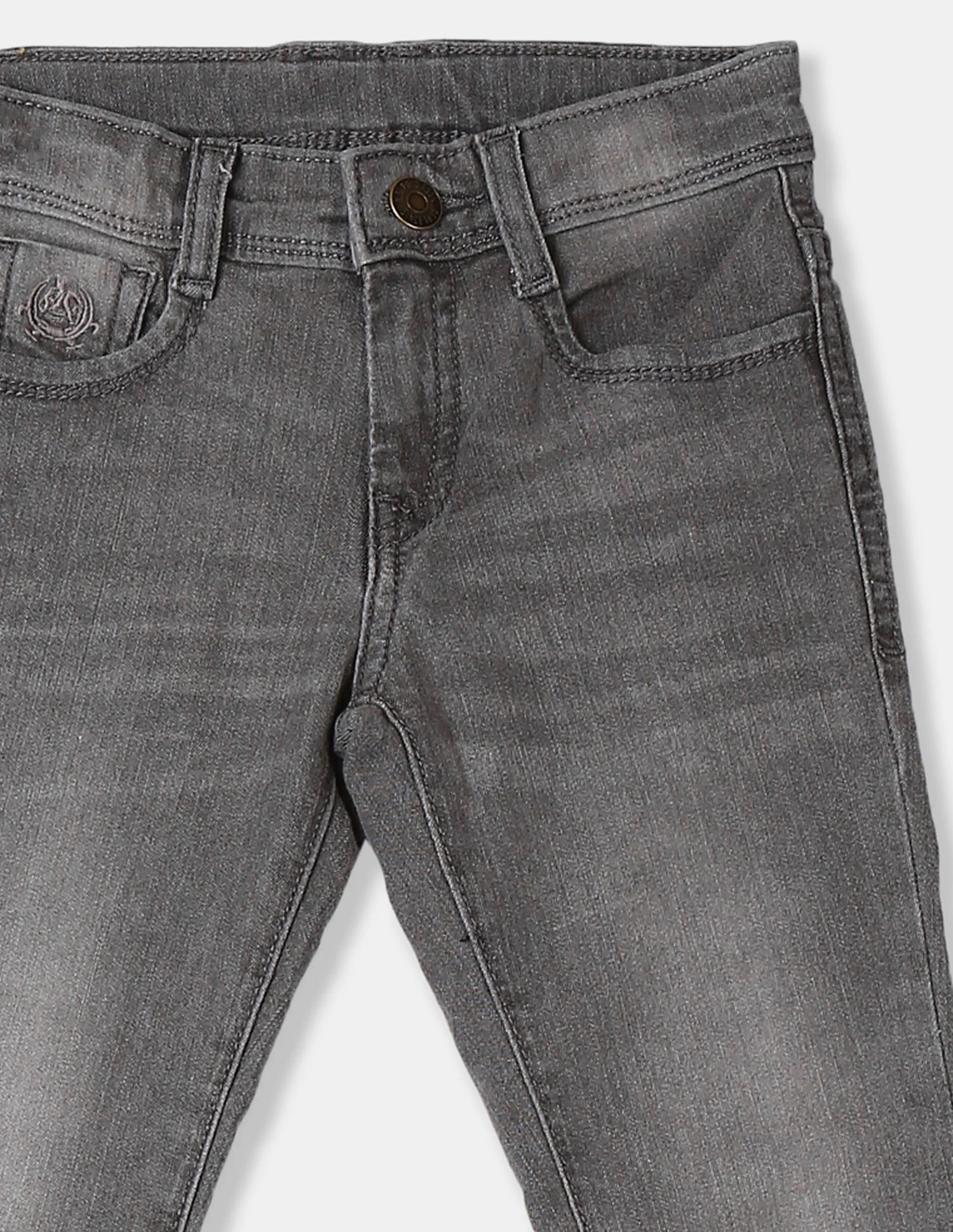 Boys Grey Stone Wash Mid Waist Jeans - Image 3