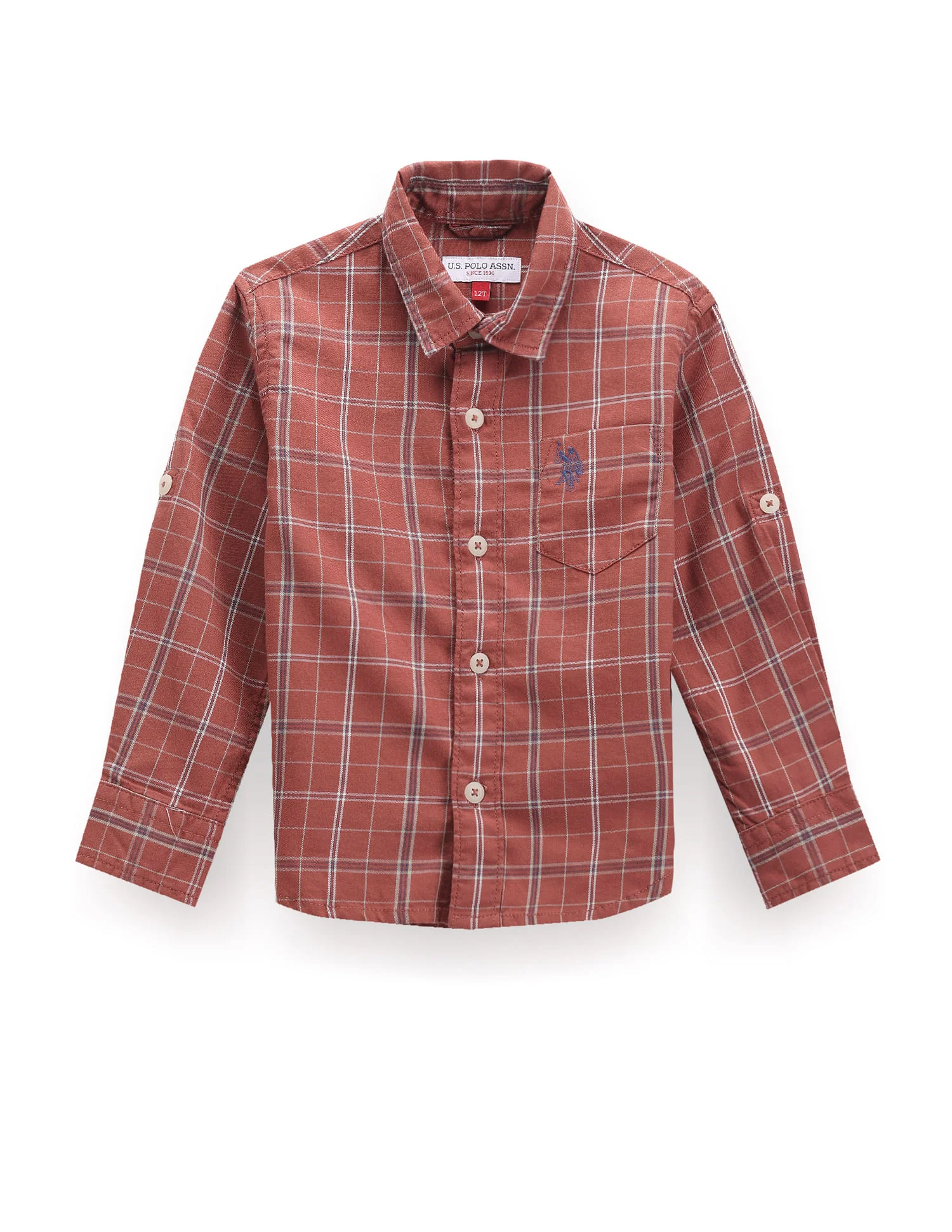 Boys Grid Check Twill Shirt