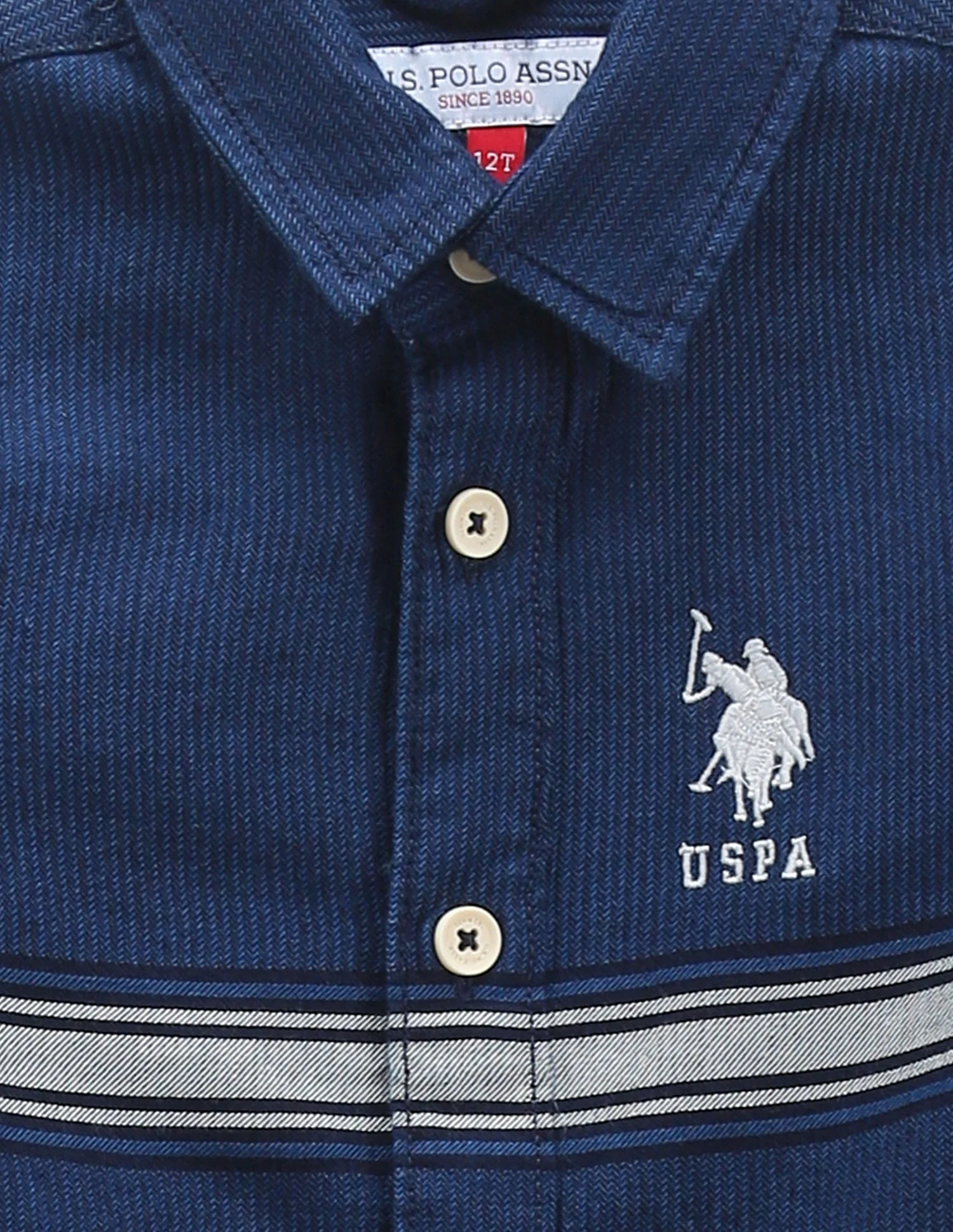 Boys Horizontal Stripe Cotton Shirt - Image 3