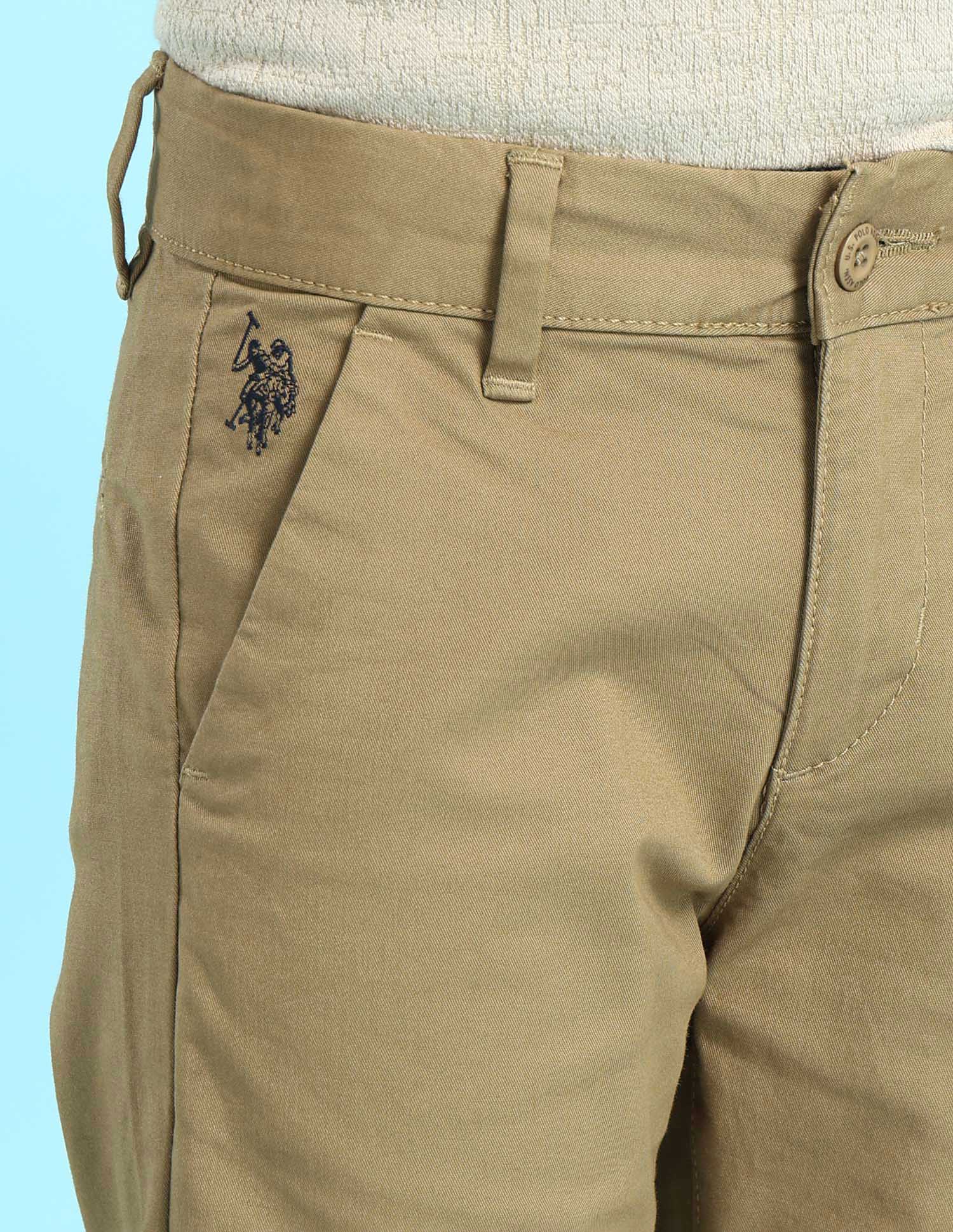 Boys Light Brown Mid Rise Twill Weave Solid Trousers - Image 5