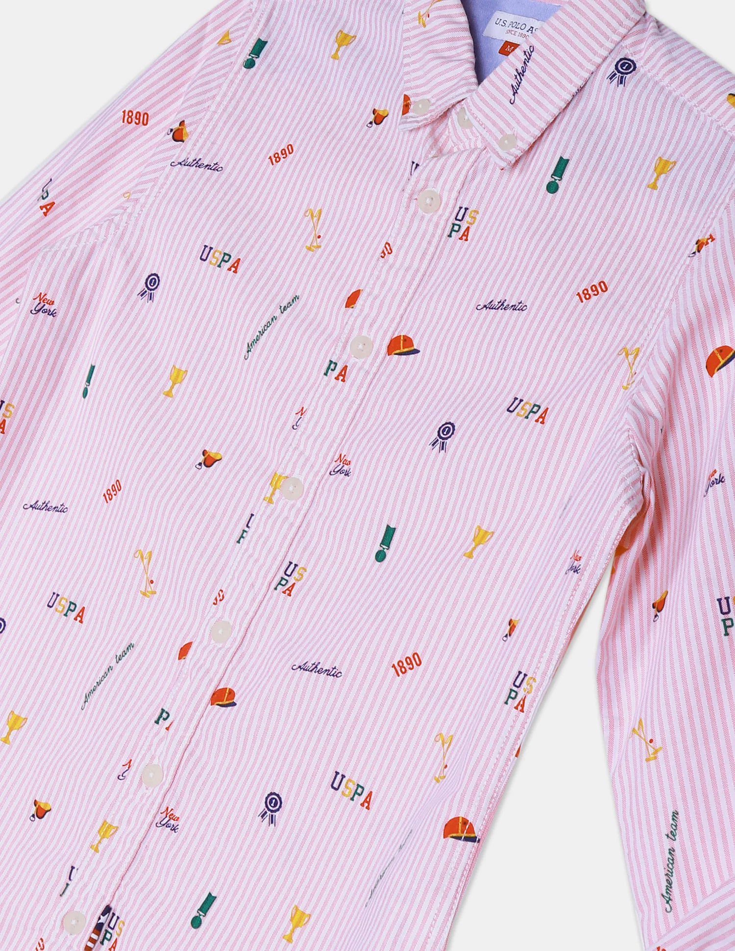 Boys Light Pink Stripe Cotton Shirt - Image 3