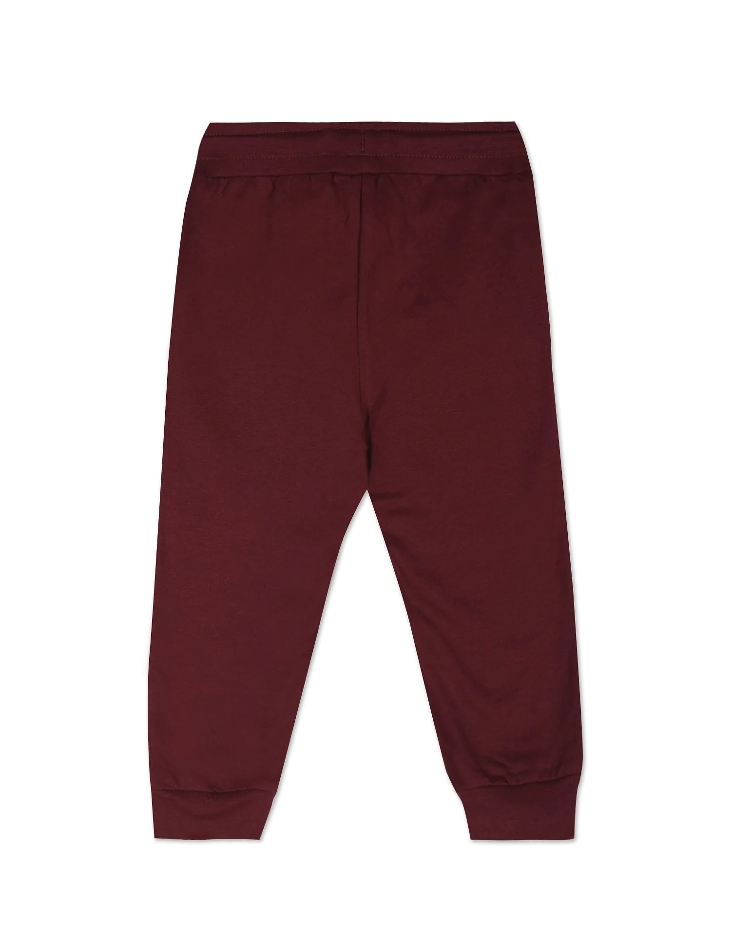 Boys Maroon Typographic Print Cotton Joggers - Image 2