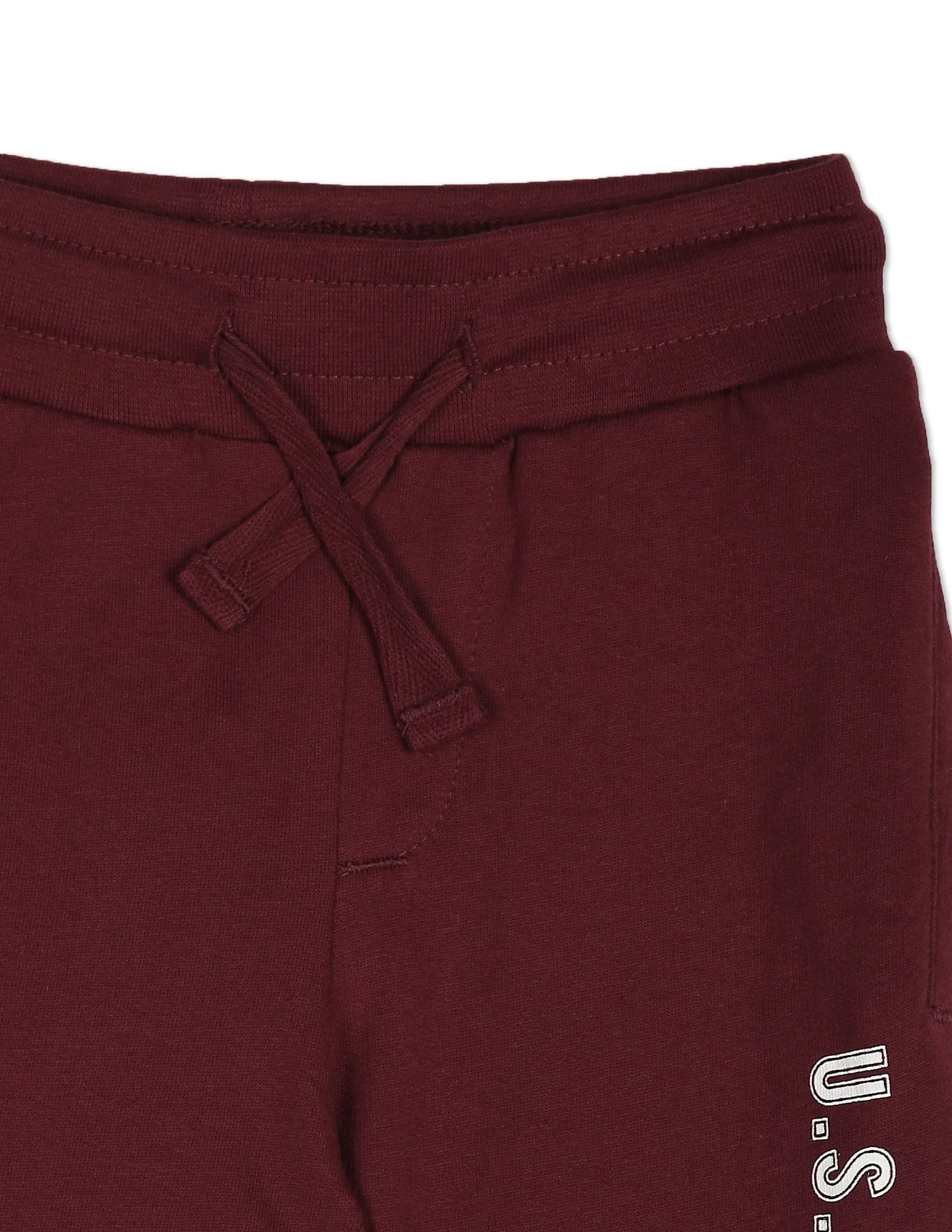Boys Maroon Typographic Print Cotton Joggers - Image 3