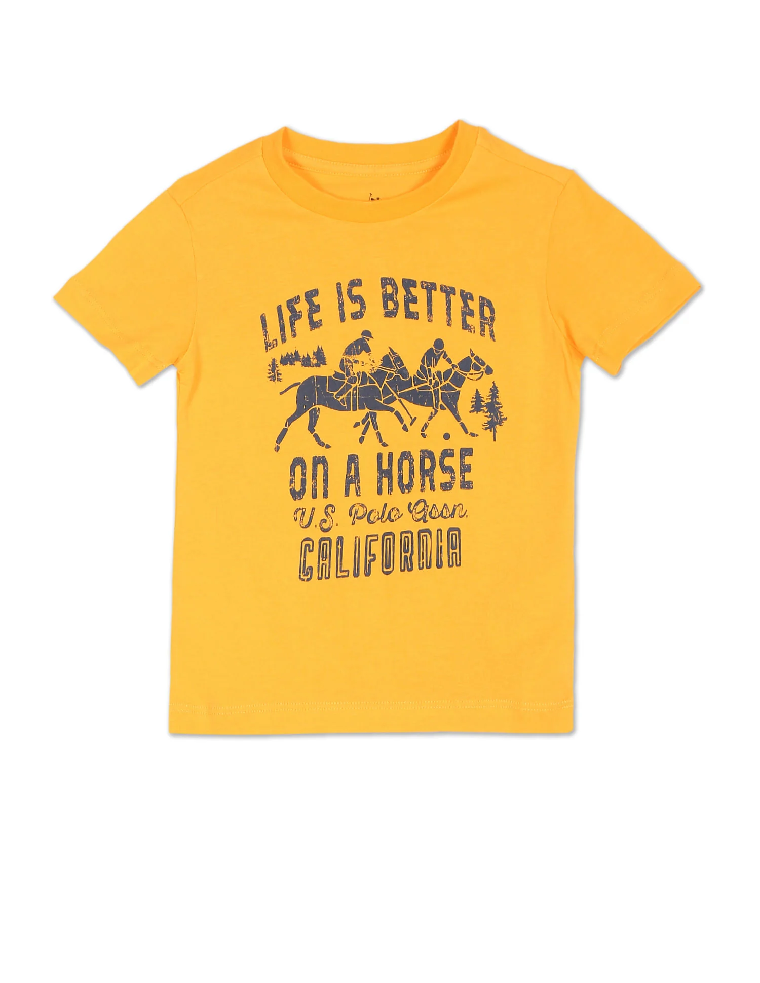 Boys Mustard Crew Neck Graphic Print T-Shirt