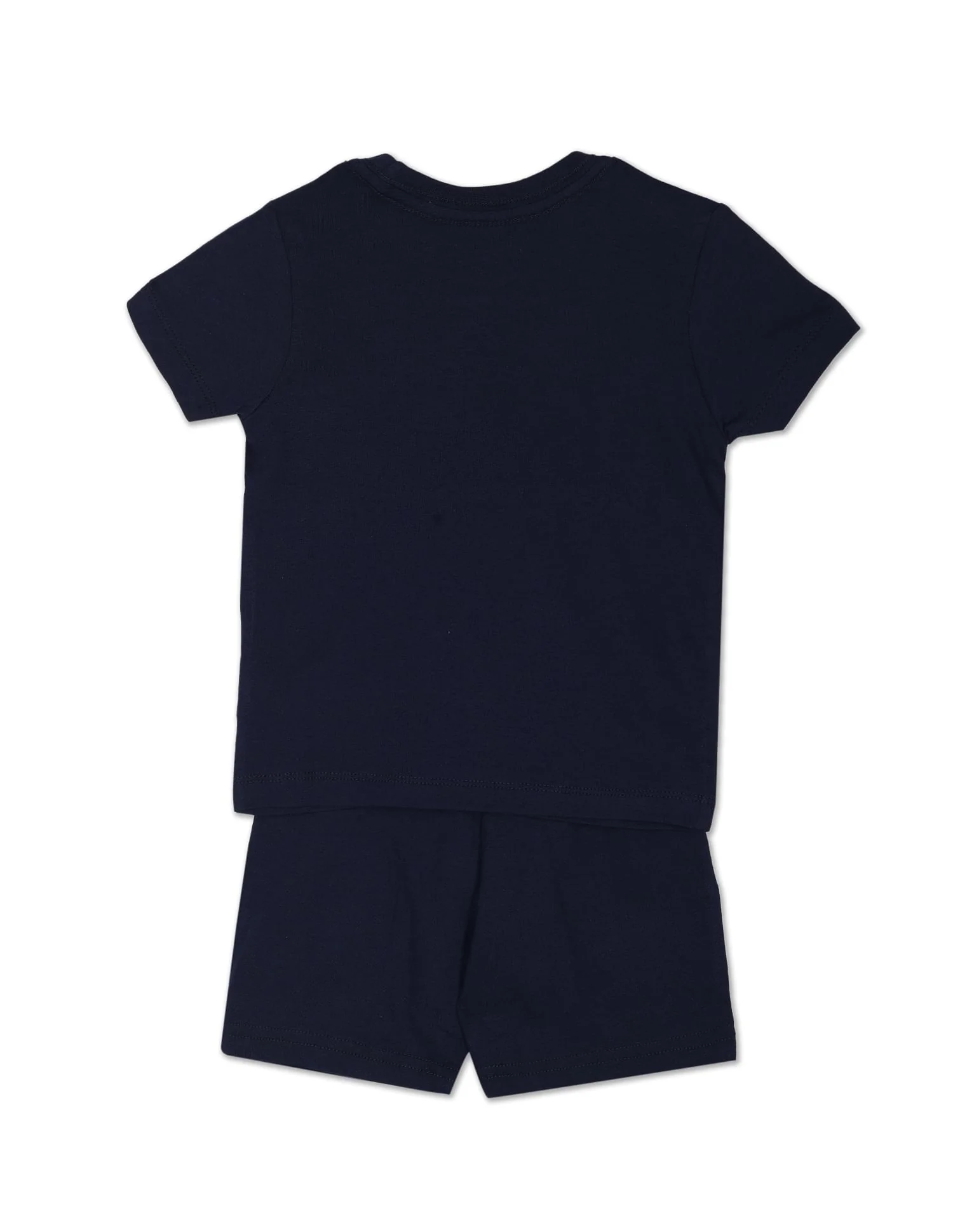 Boys Navy Brand Print Cotton Set - Image 2