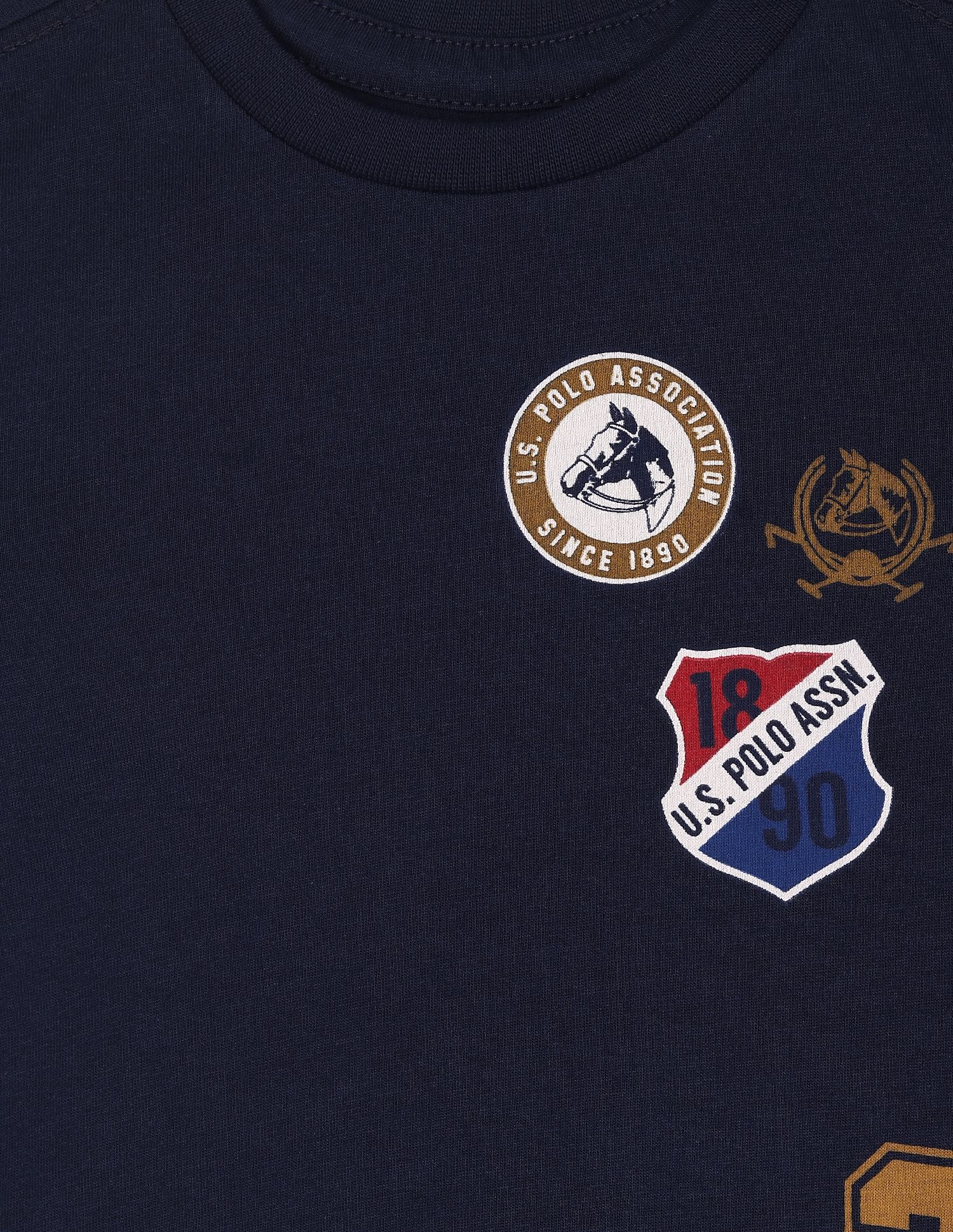 Boys Navy Brand Print Cotton Set - Image 6