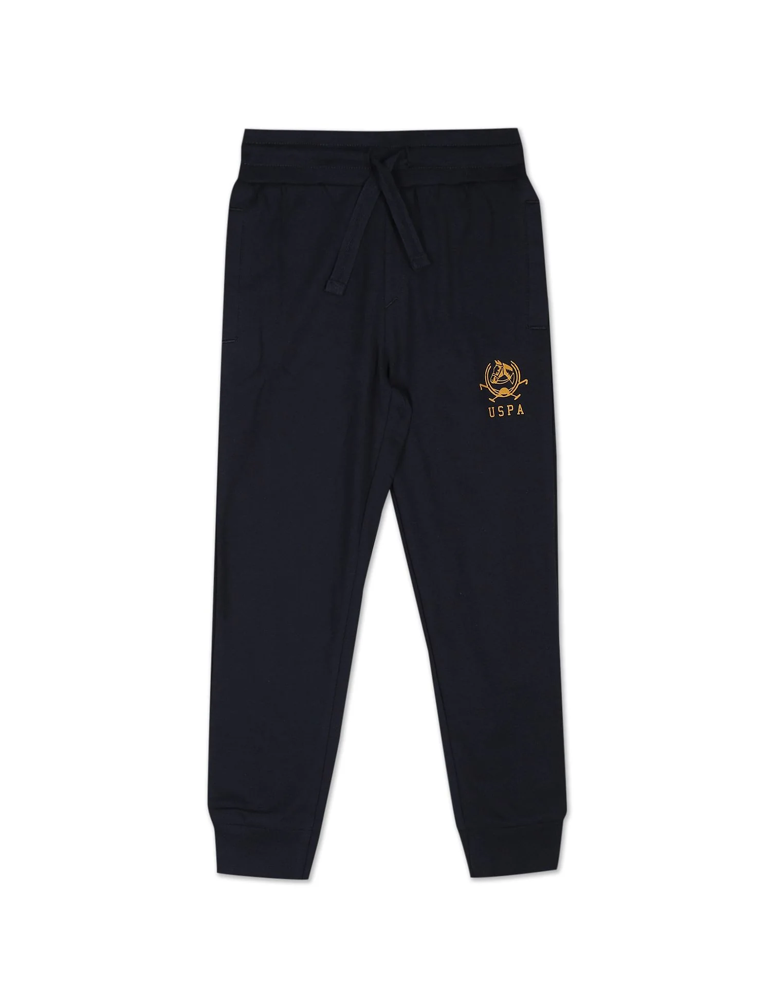 Boys Navy Contrast Logo Solid Joggers