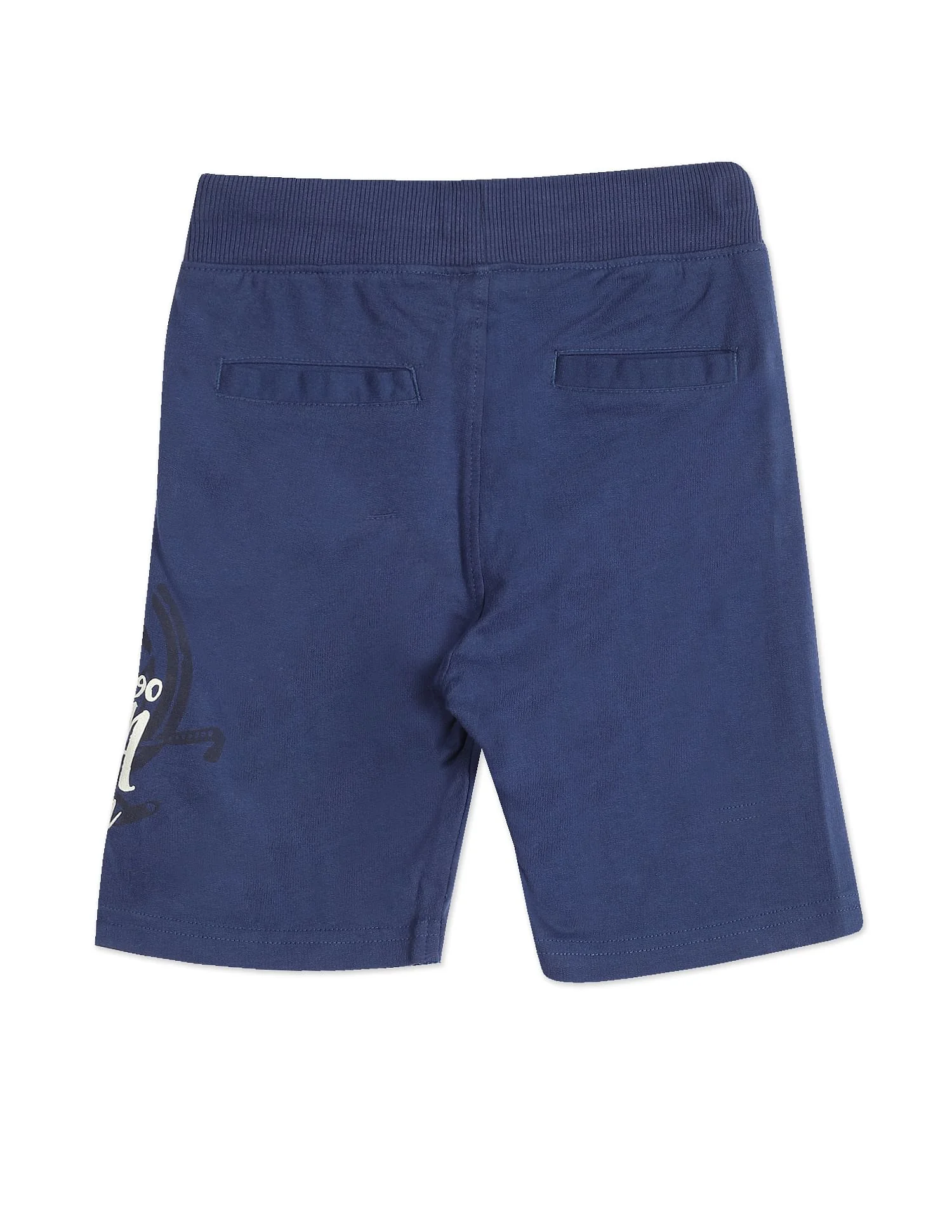 Boys Navy Mid Rise Brand Print Shorts - Image 2