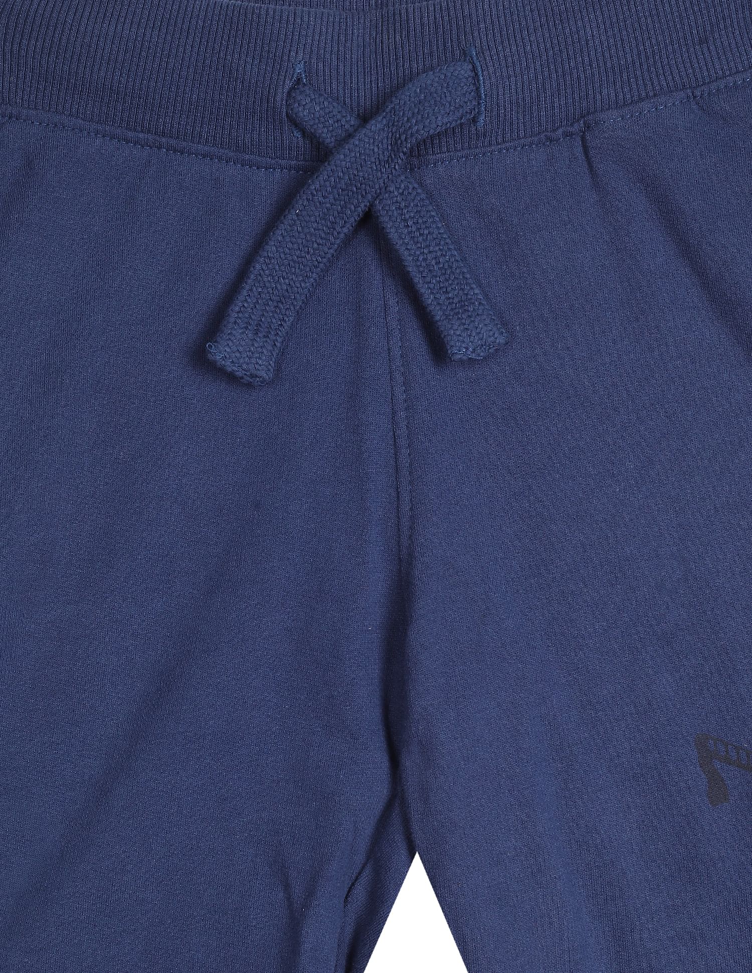Boys Navy Mid Rise Brand Print Shorts - Image 3