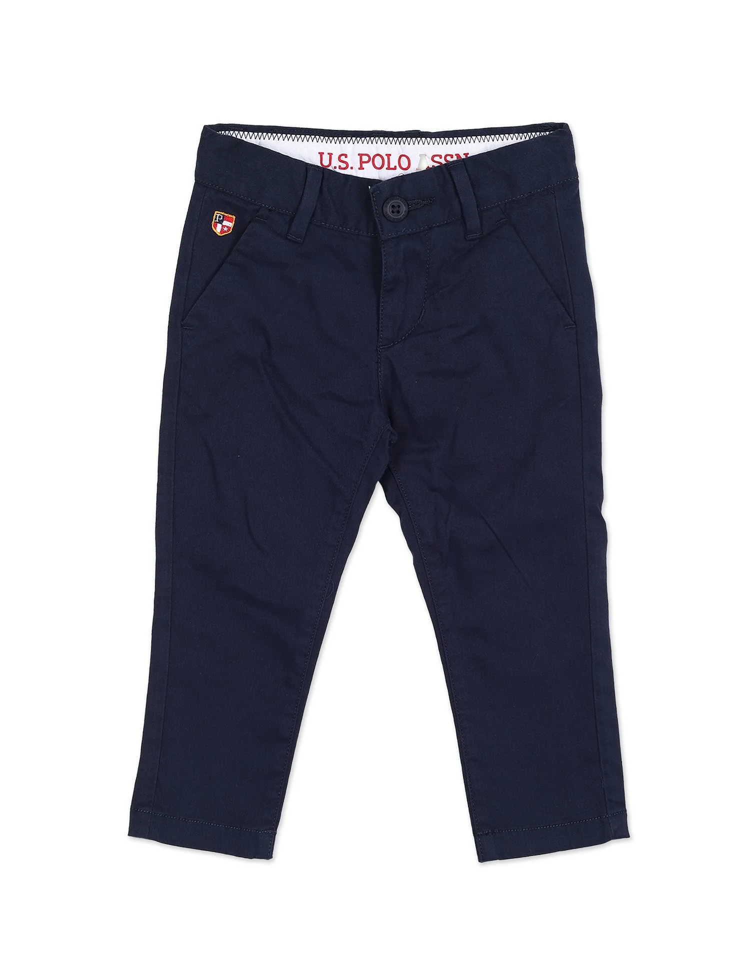 Boys Navy Mid Rise Flat Front Trousers