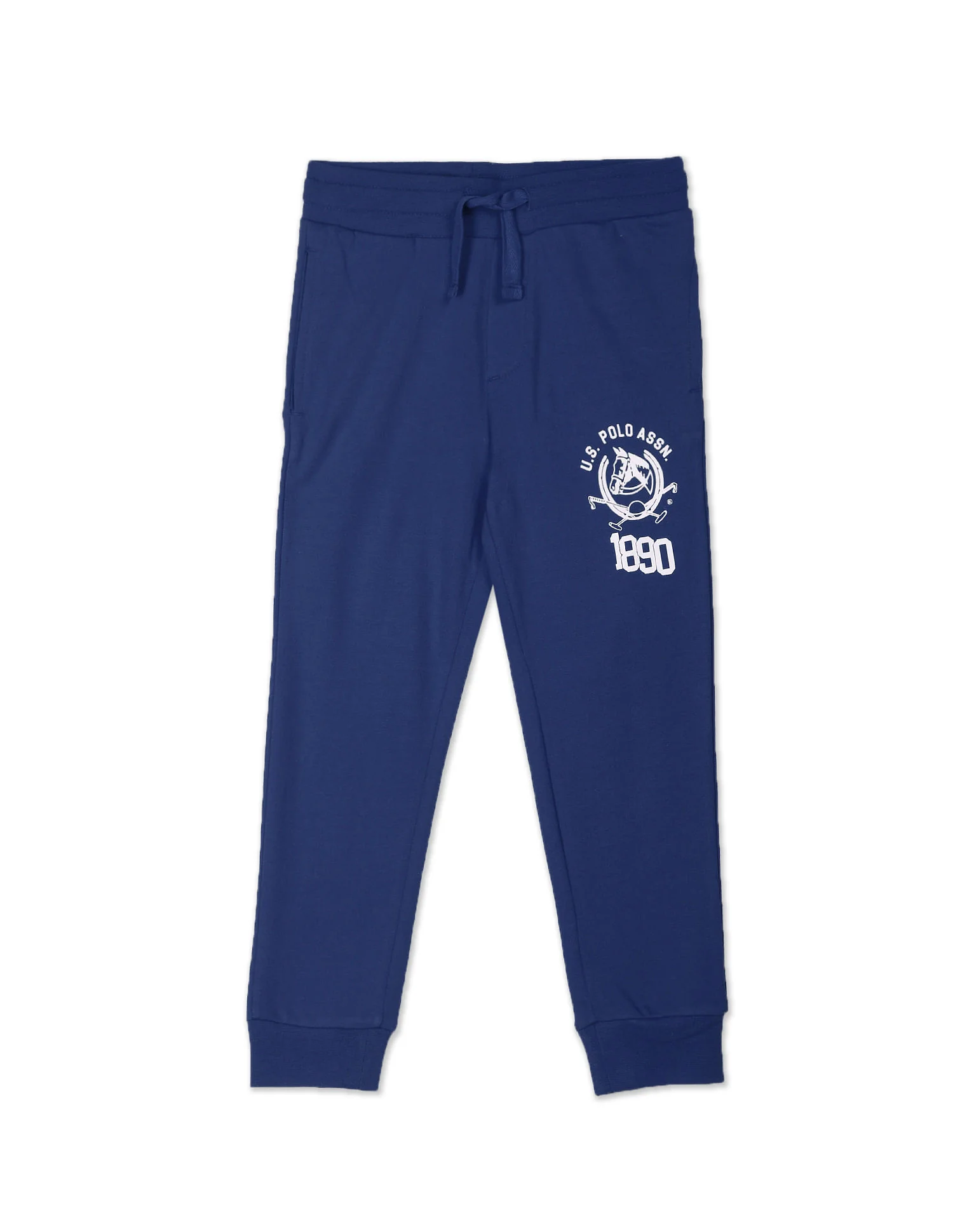 Boys Navy Mid Rise Solid Joggers