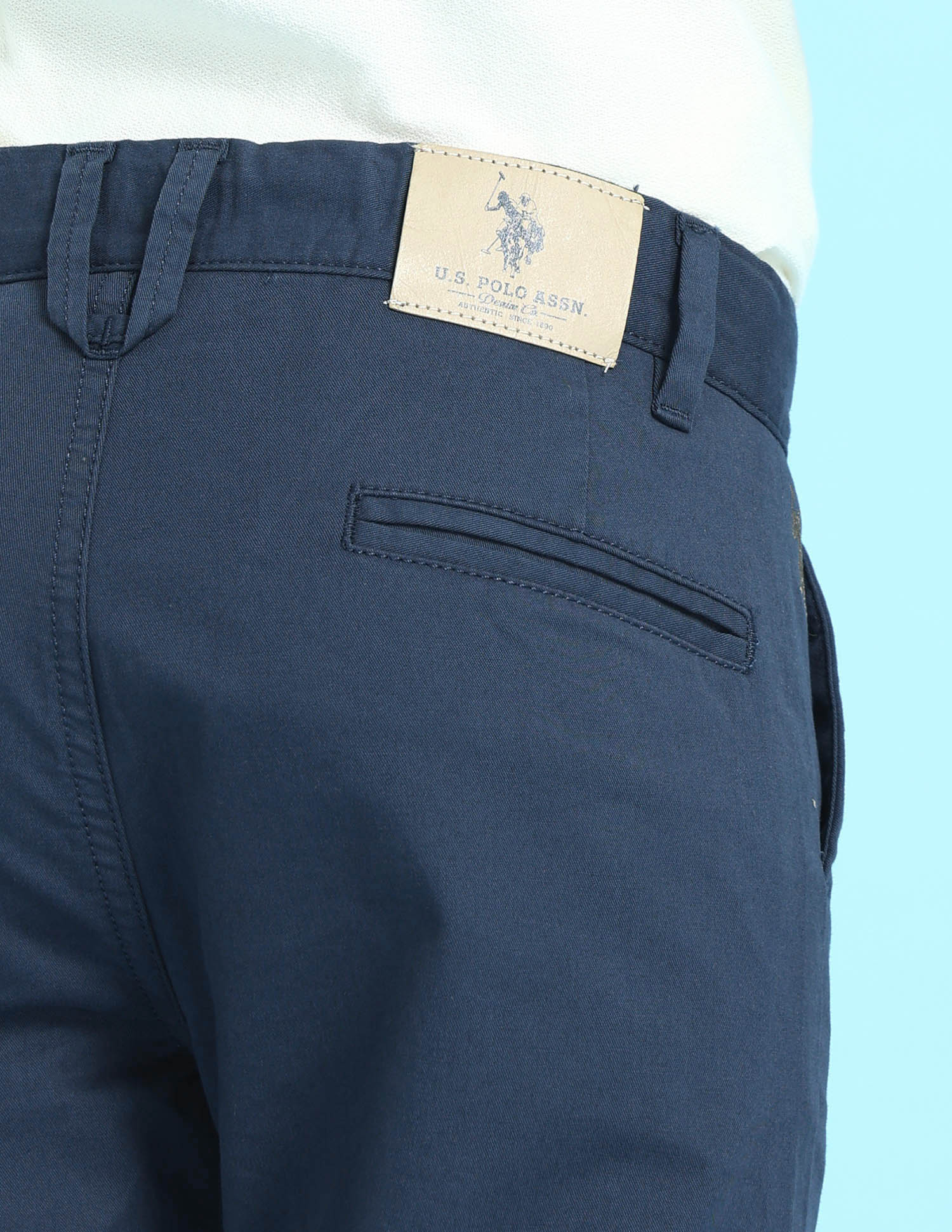 Boys Navy Mid Rise Solid Twill Trousers - Image 9