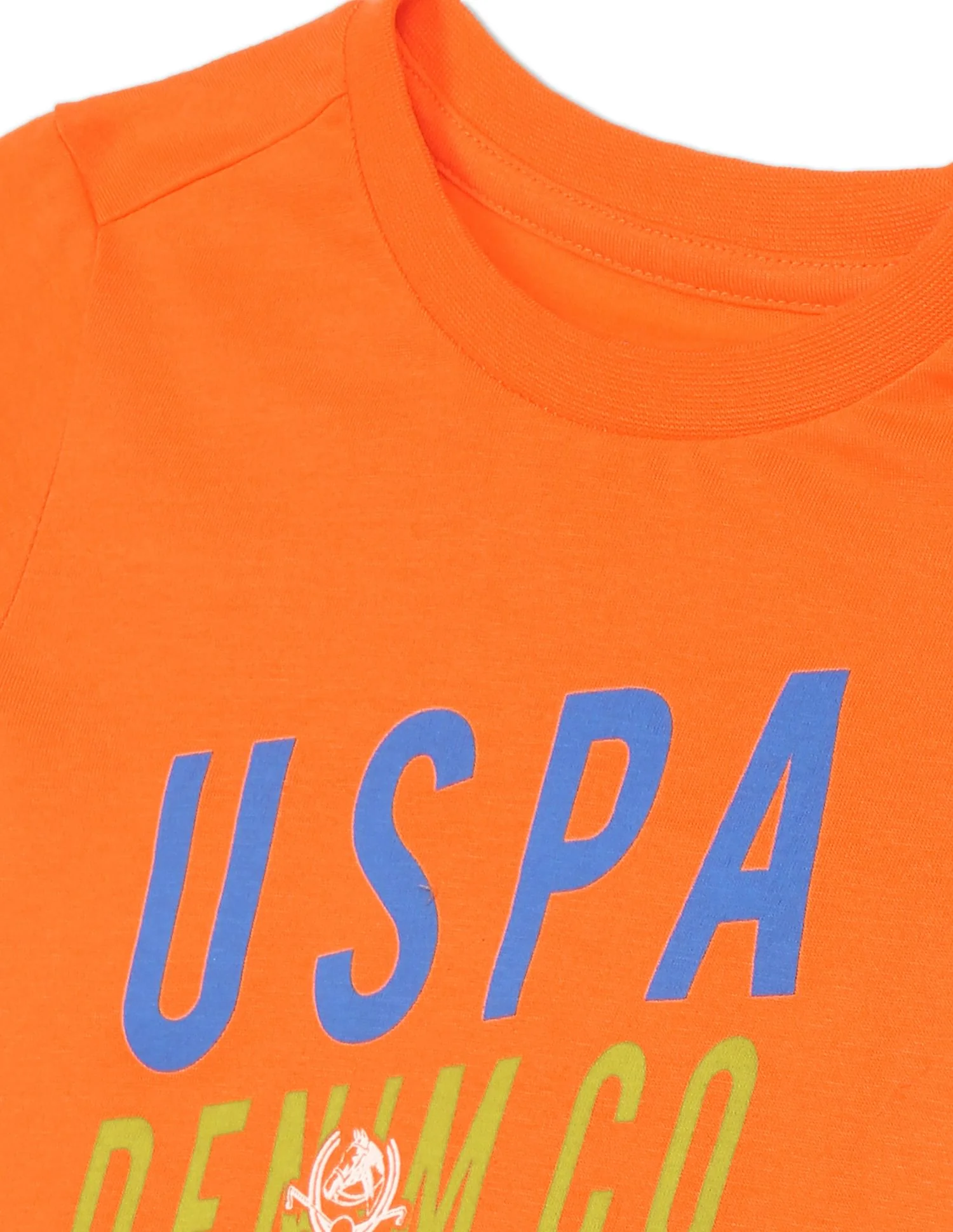 Boys Orange Crew Neck Brand Print T-Shirt - Image 3