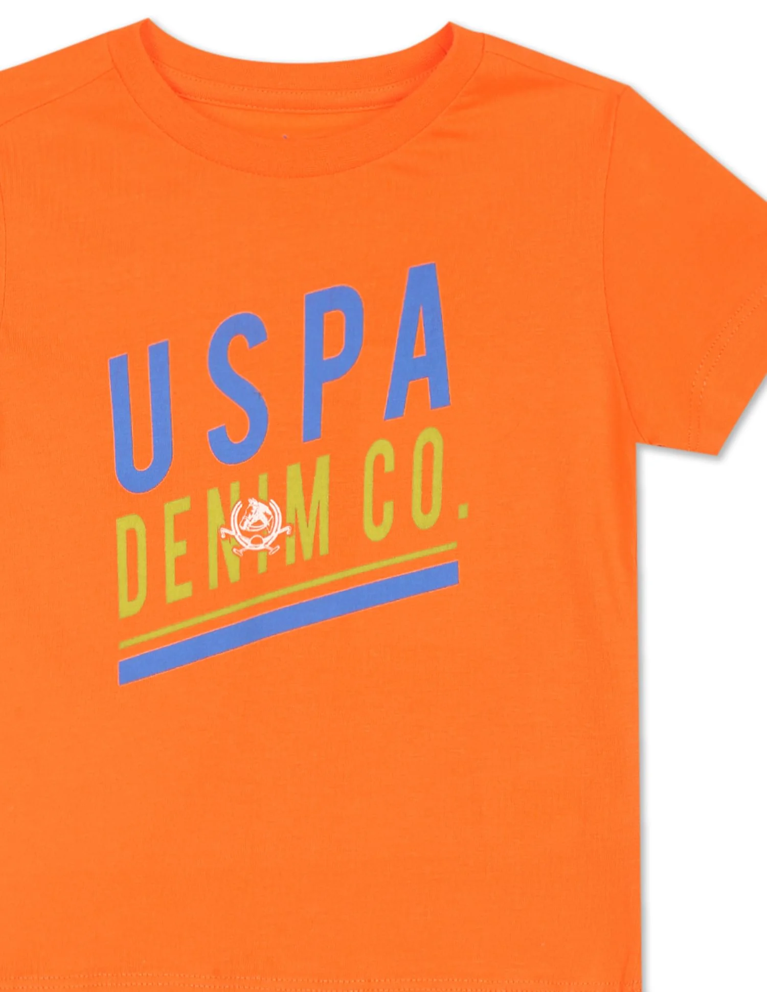 Boys Orange Crew Neck Brand Print T-Shirt - Image 4