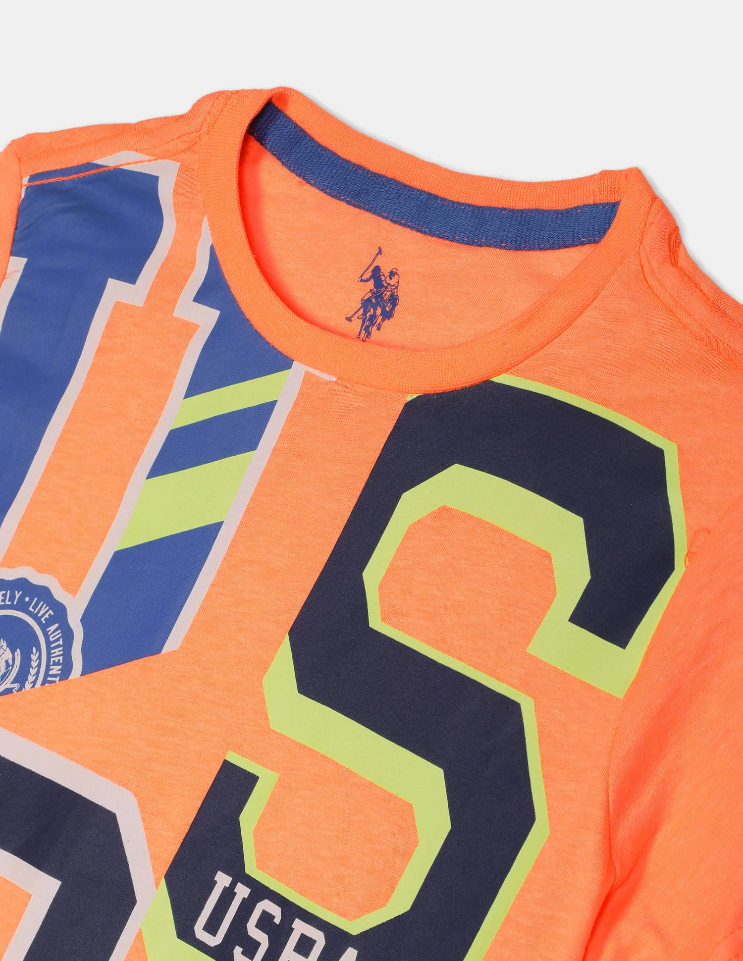 Boys Orange Short Sleeve Brand Print T-Shirt - Image 3