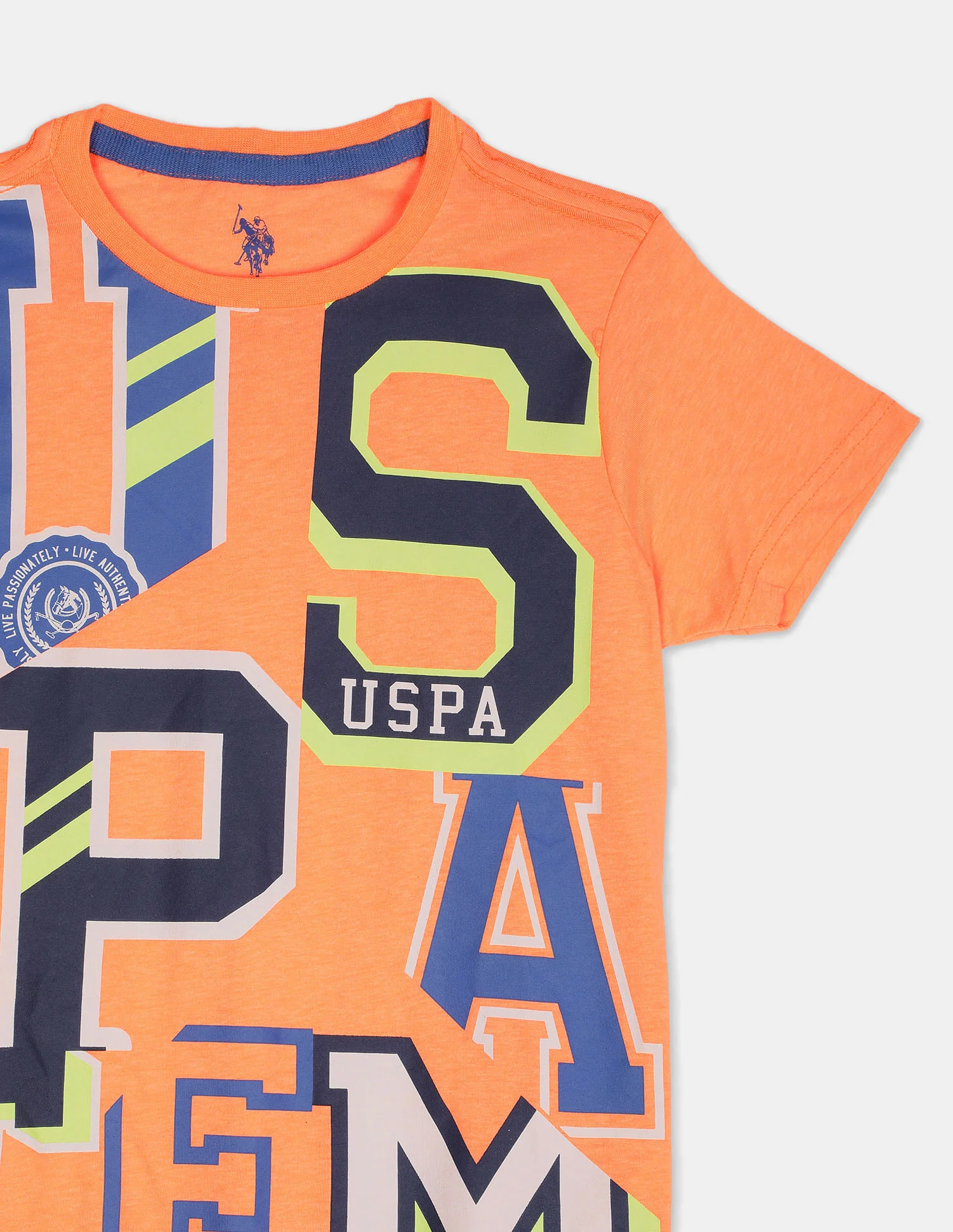 Boys Orange Short Sleeve Brand Print T-Shirt - Image 4