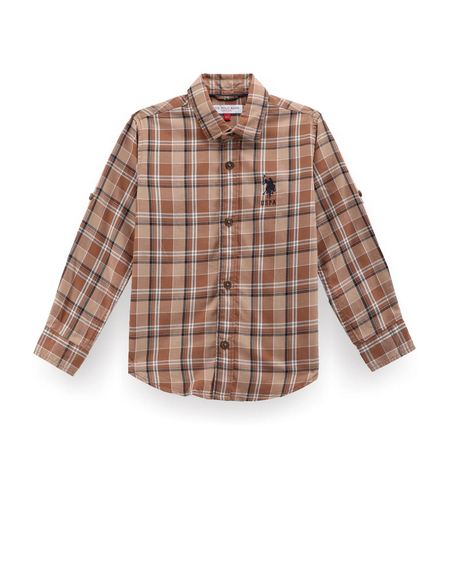 Boys Plaid Check Twill Shirt