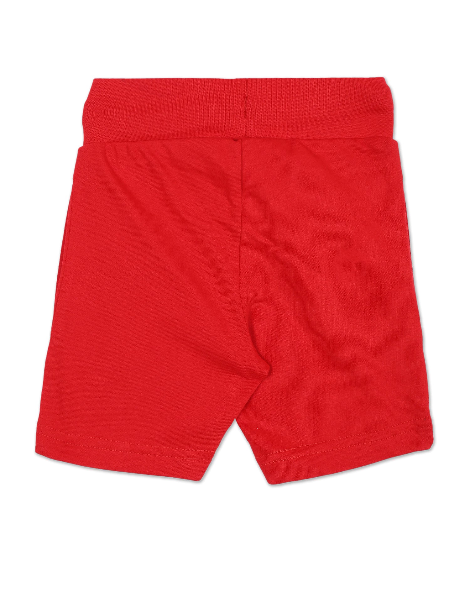 Boys Red Elasticized Waist Brand Print Shorts - Image 2