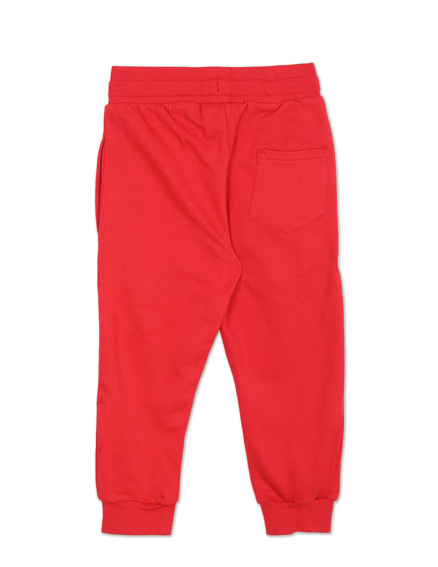 Boys Red Mid Rise Brand Print Joggers - Image 2