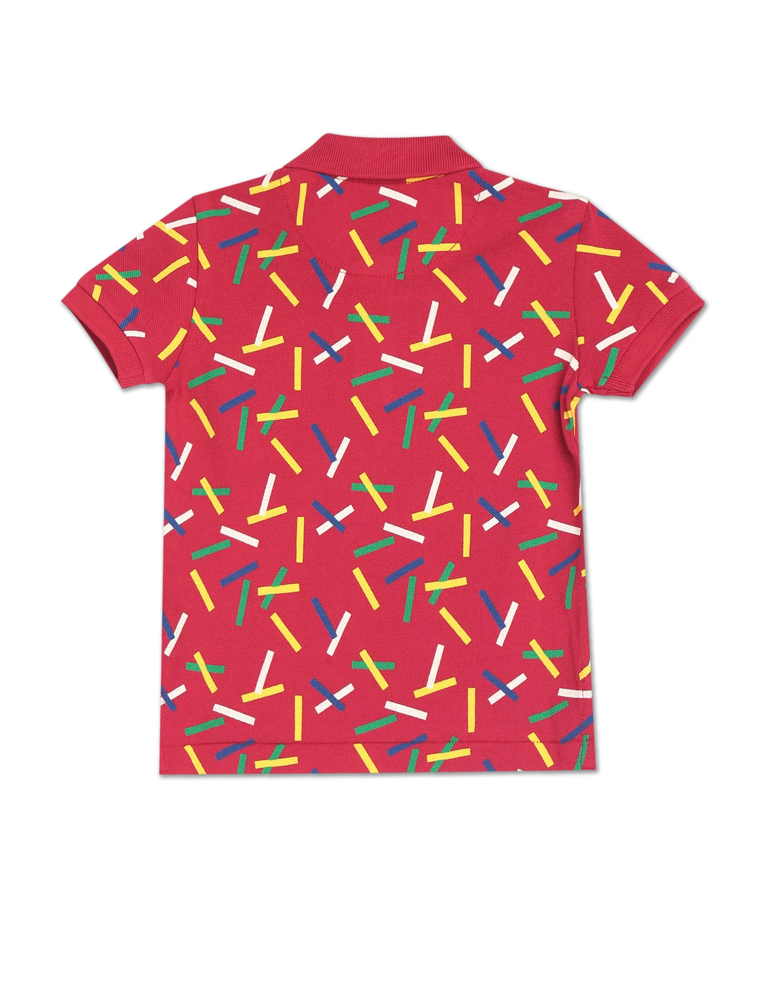 Boys Red Pique Printed Polo Shirt - Image 2