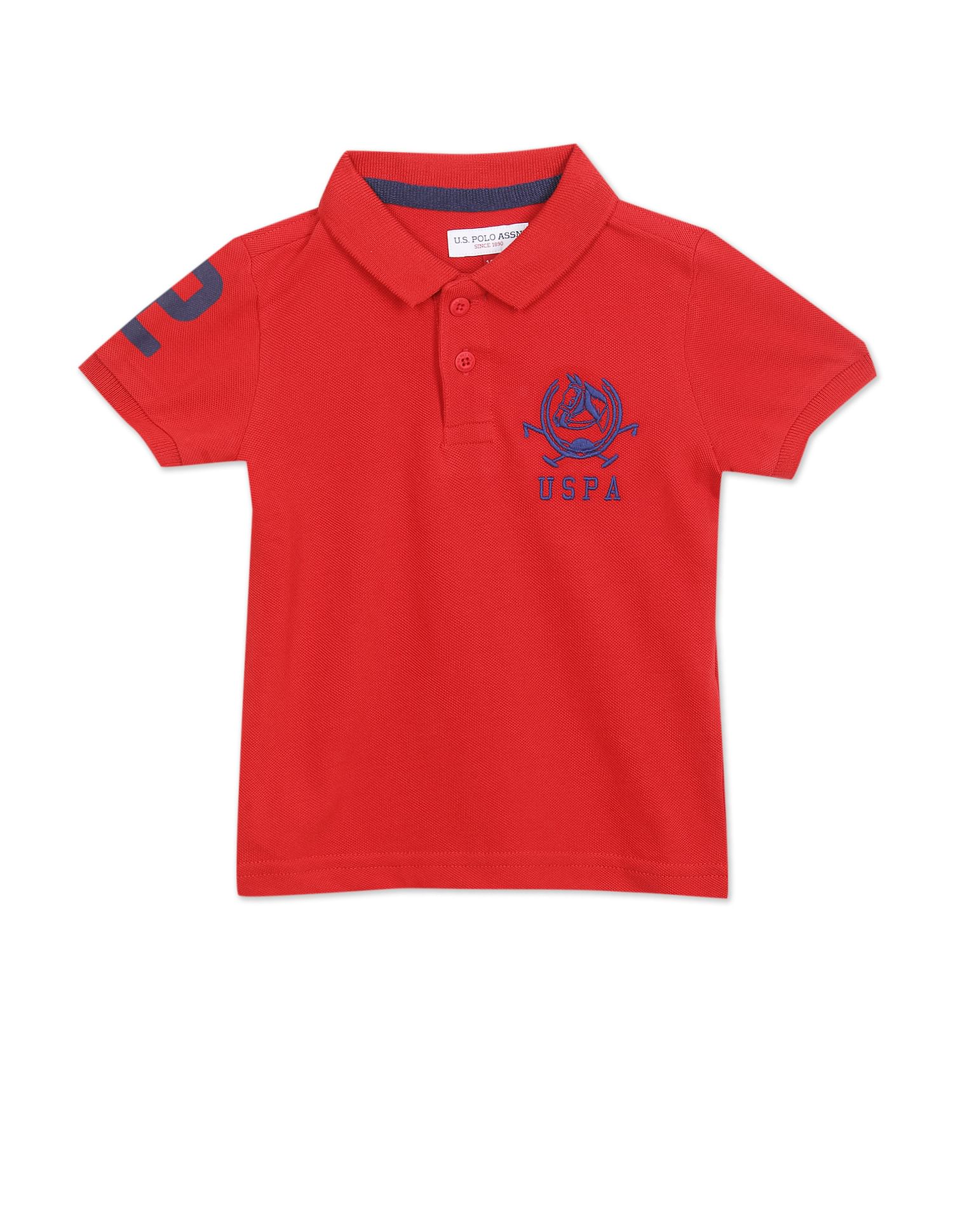 Boys Red Pique Solid Polo Shirt
