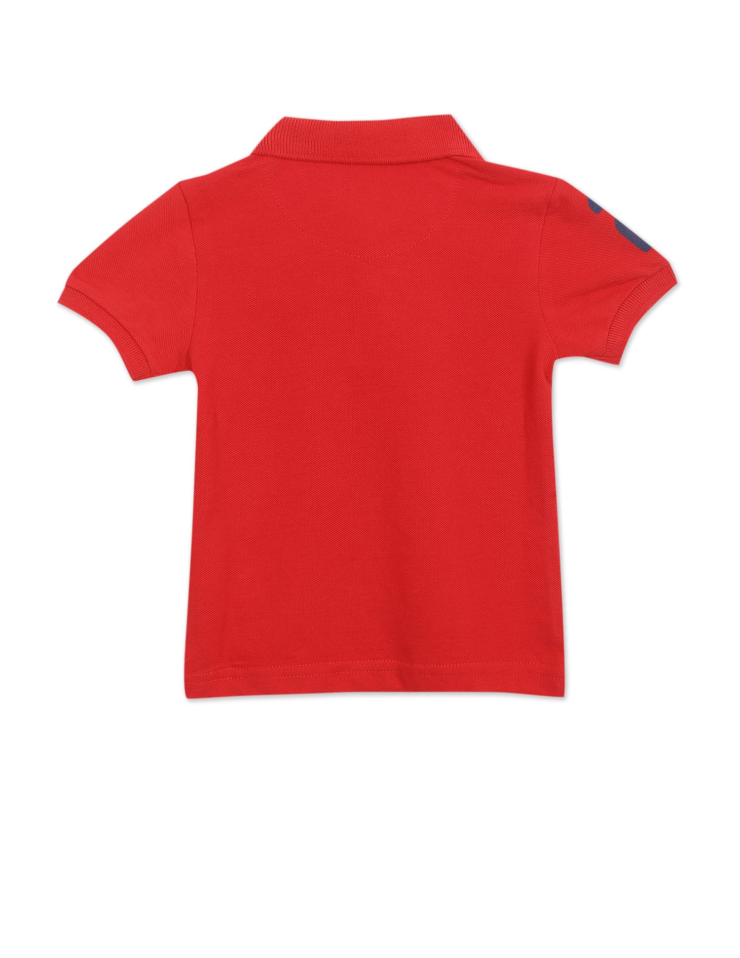 Boys Red Pique Solid Polo Shirt - Image 2