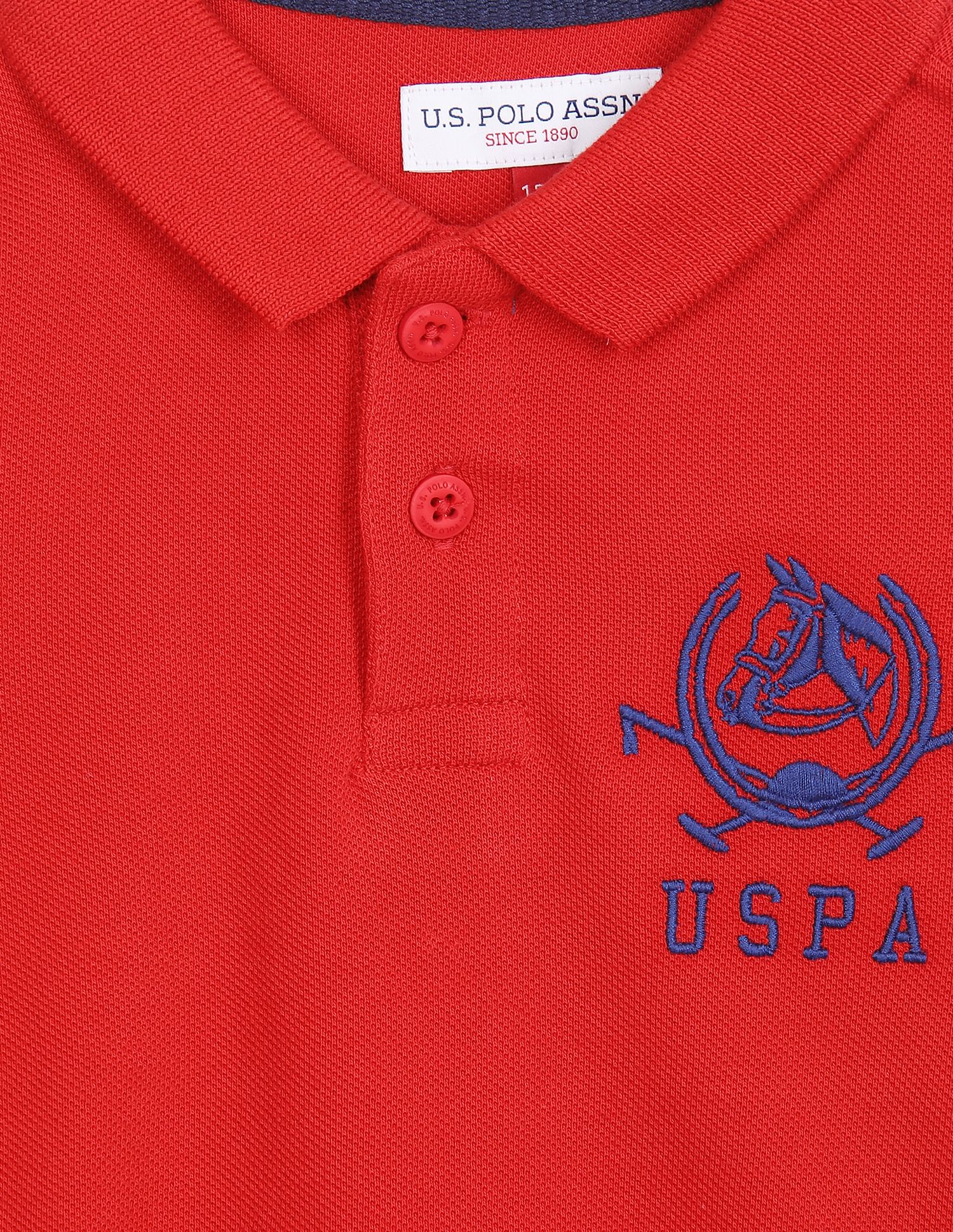 Boys Red Pique Solid Polo Shirt - Image 3