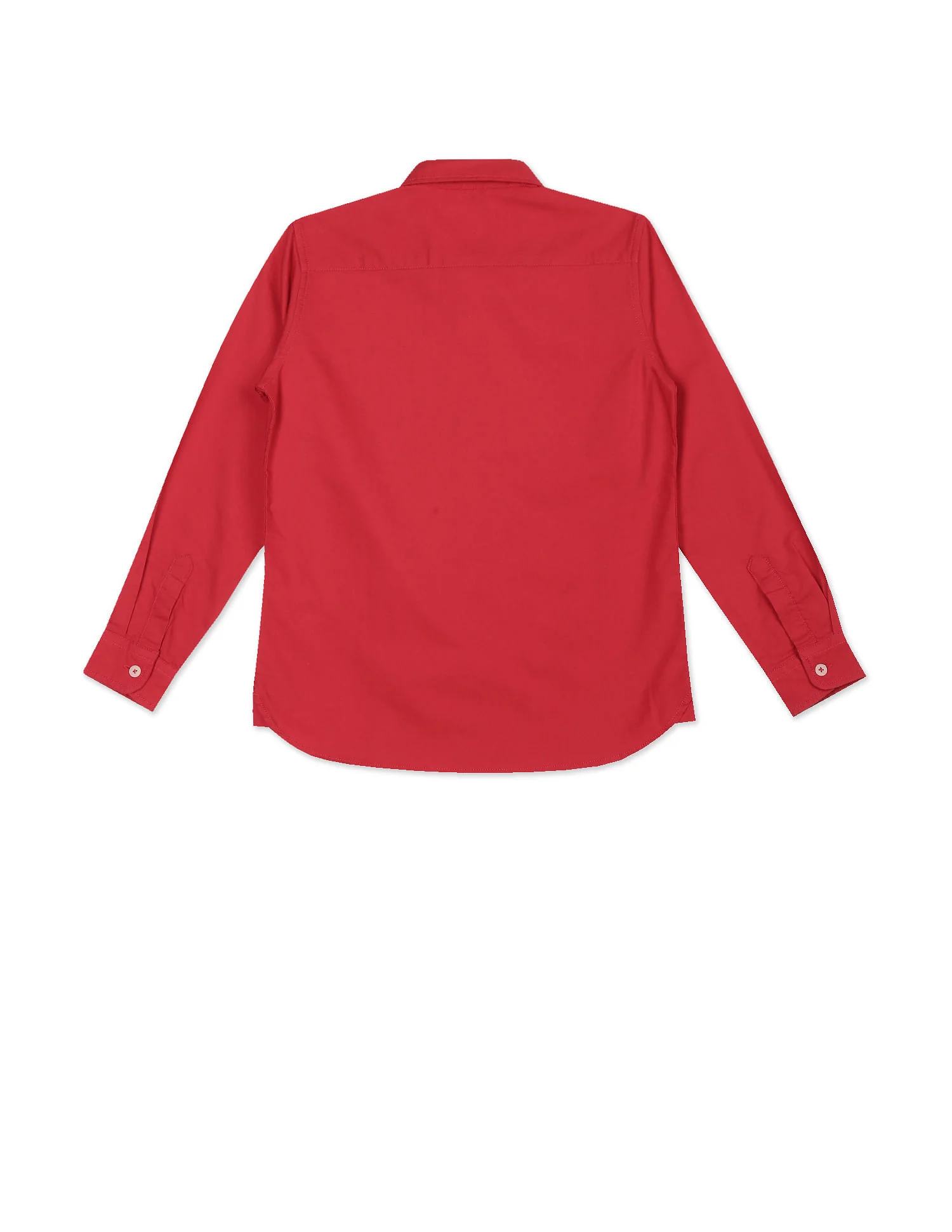 Boys Red Spread Collar Solid Shirt - Image 2