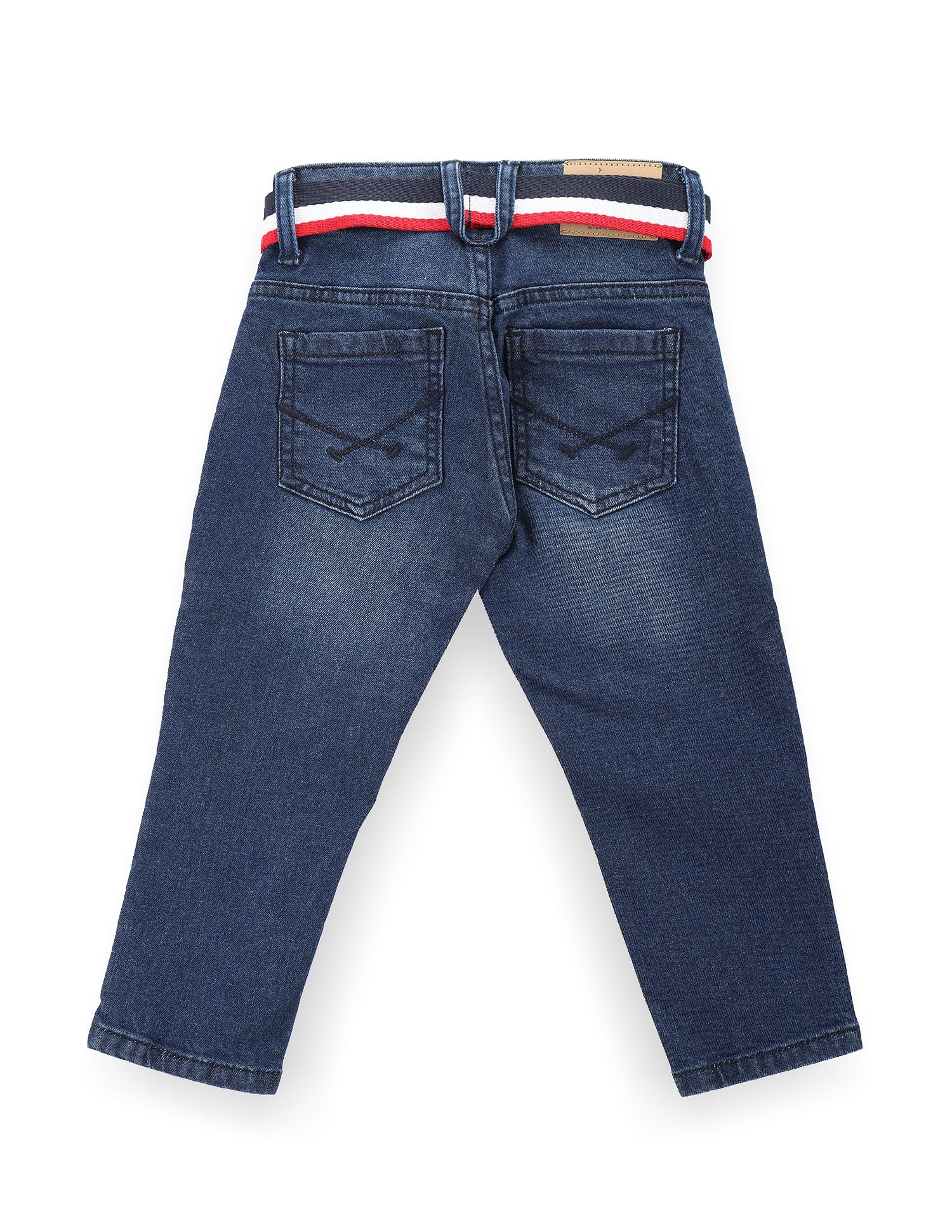 Boys Slim Fit Striped Belt Jeans - Image 2