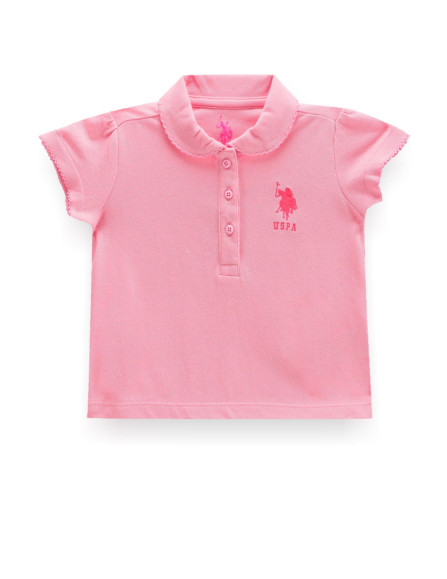 Girls Solid Cotton Polo Shirt