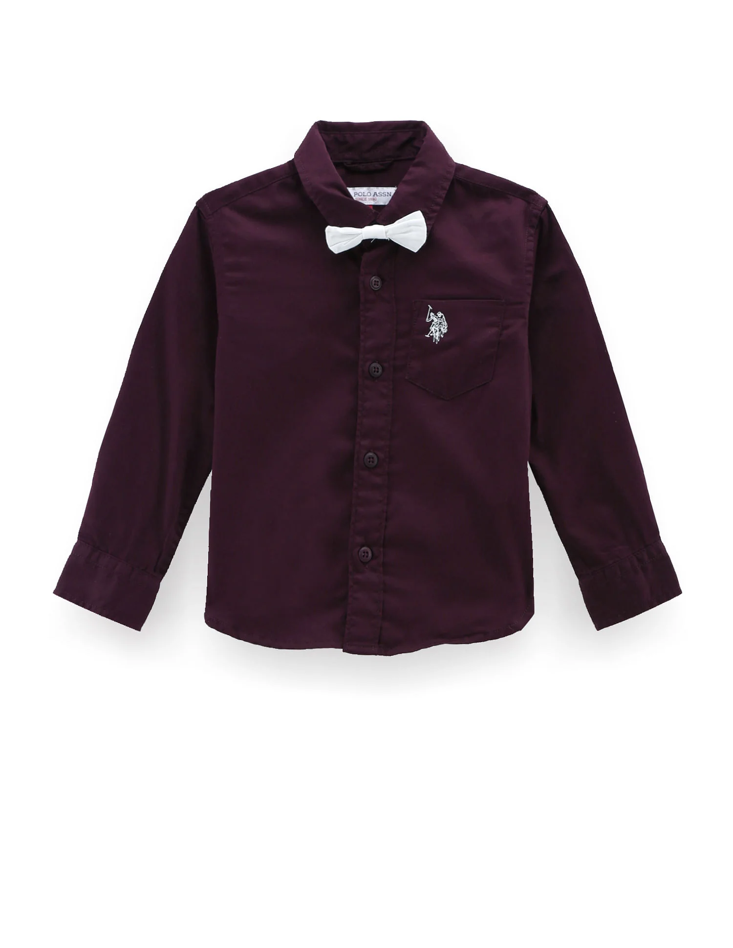 Boys Solid Cotton Sateen Shirt
