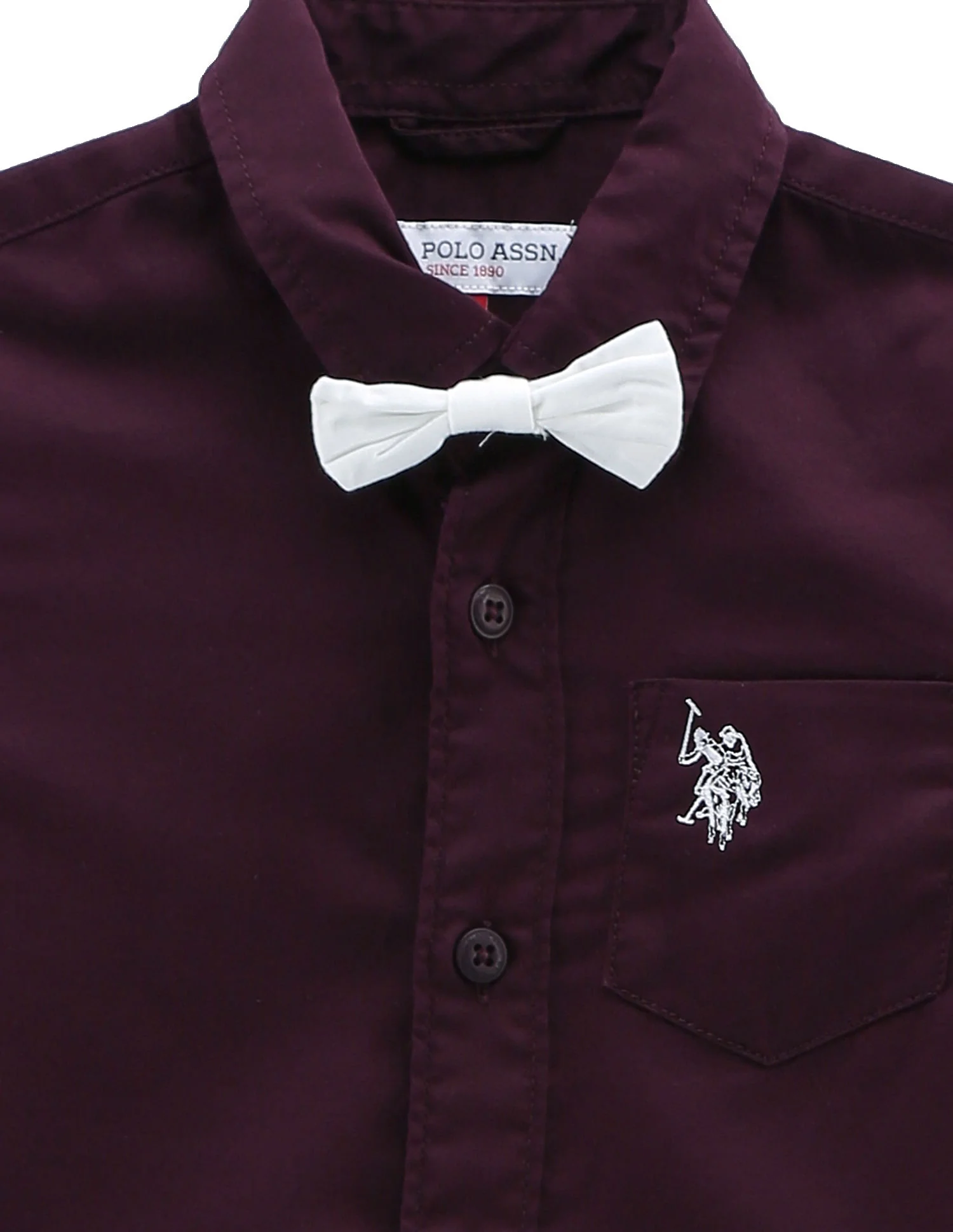 Boys Solid Cotton Sateen Shirt - Image 3