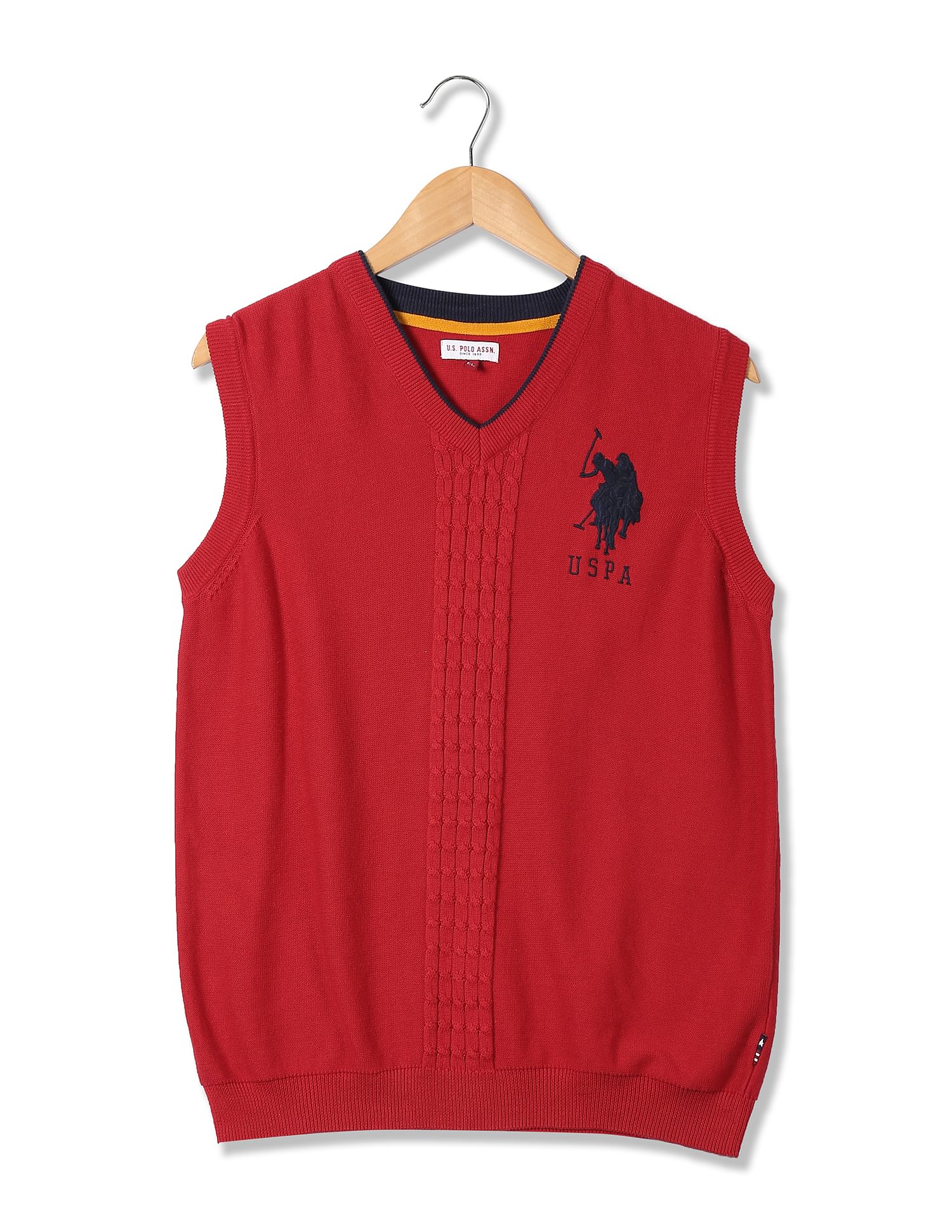 Boys V-Neck Cable Knit Sweater