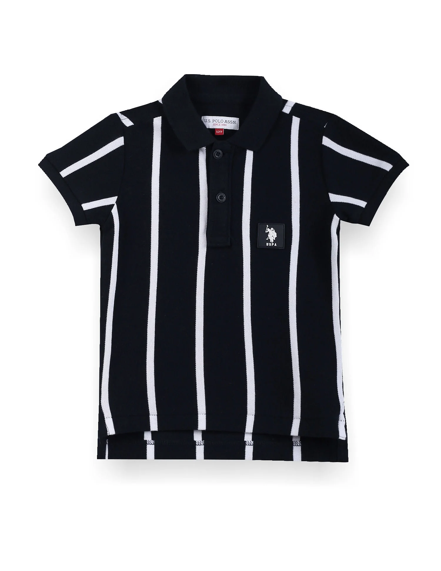Boys Vertical Stripe Cotton Polo Shirt